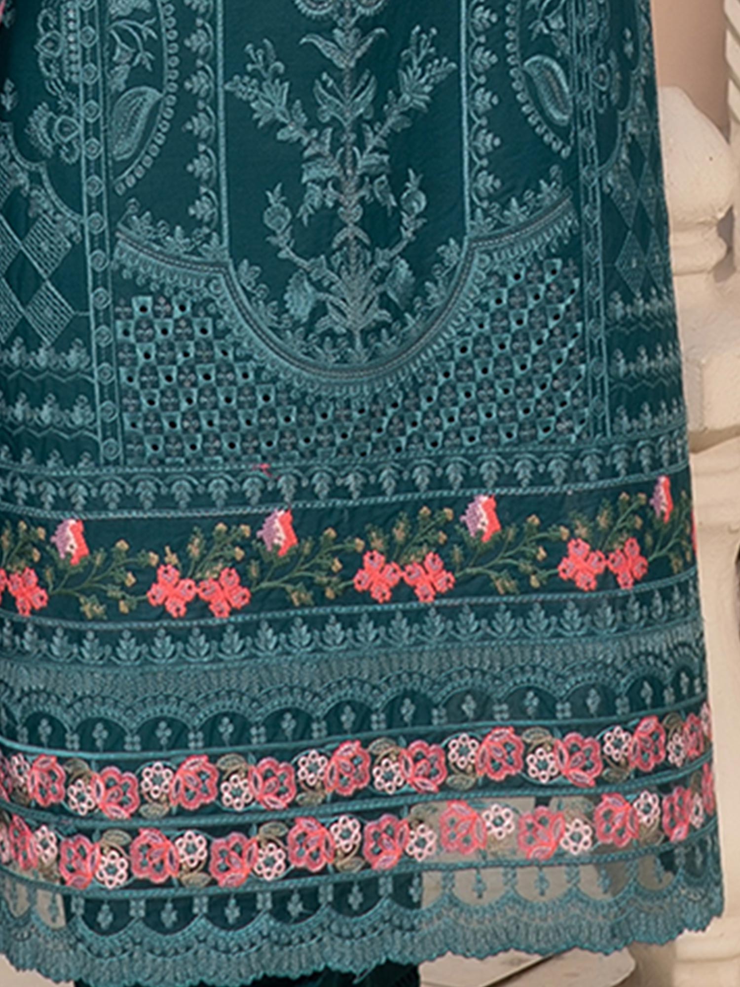 Munira Embroidered Lawn Suit (MSL-02) - Teal