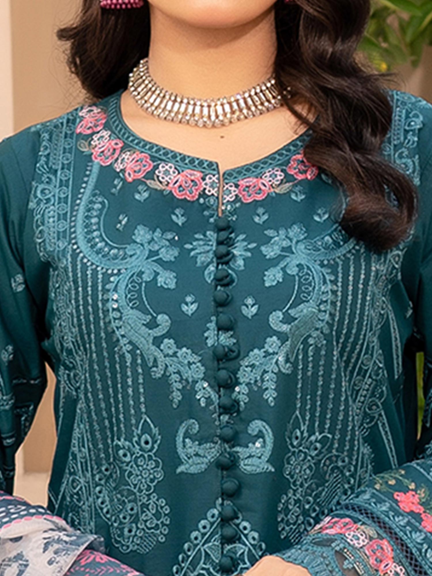 Munira Embroidered Lawn Suit (MSL-02) - Teal