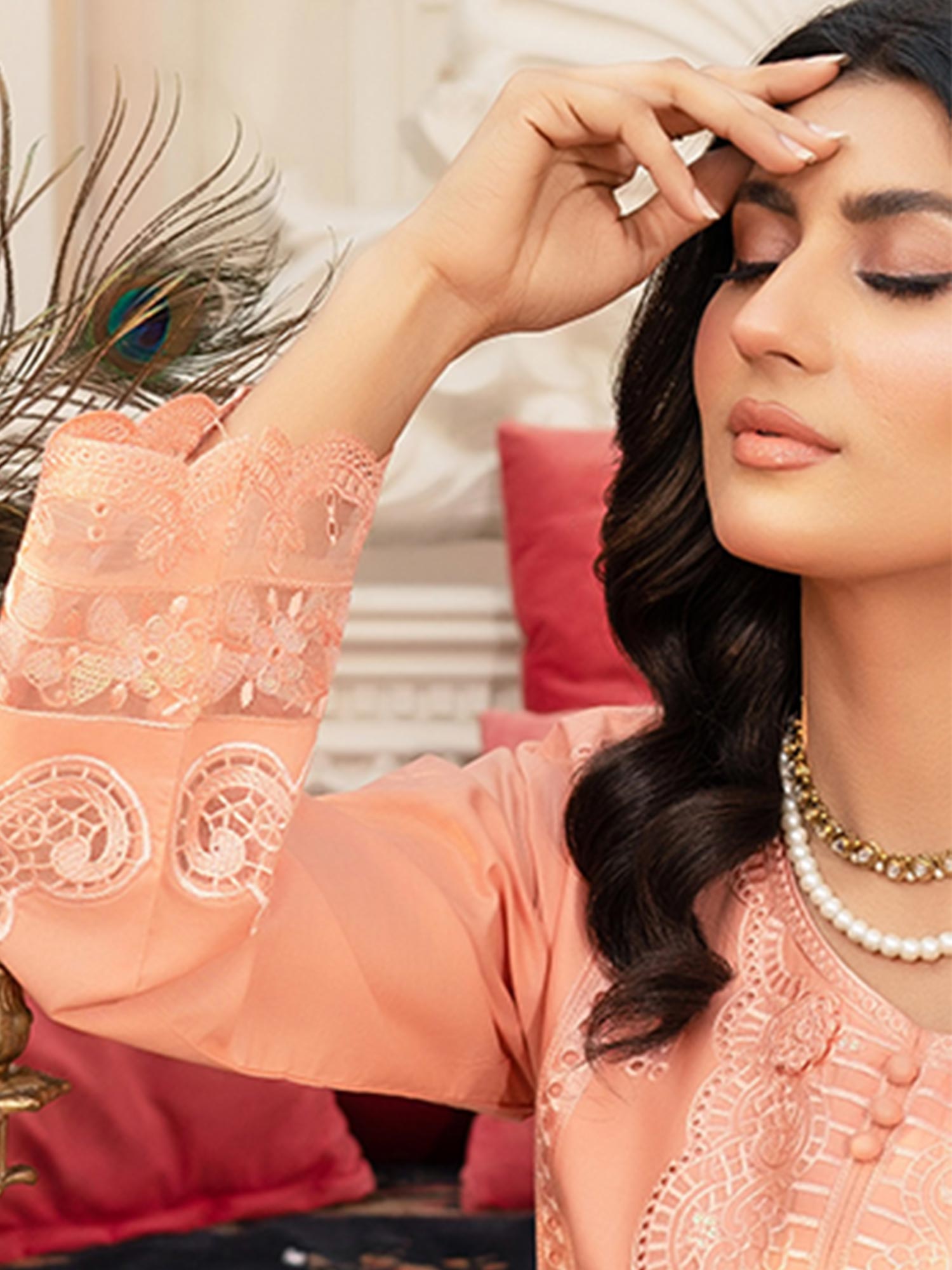 Munira Embroidered Lawn Suit (MSL-03) - Peach