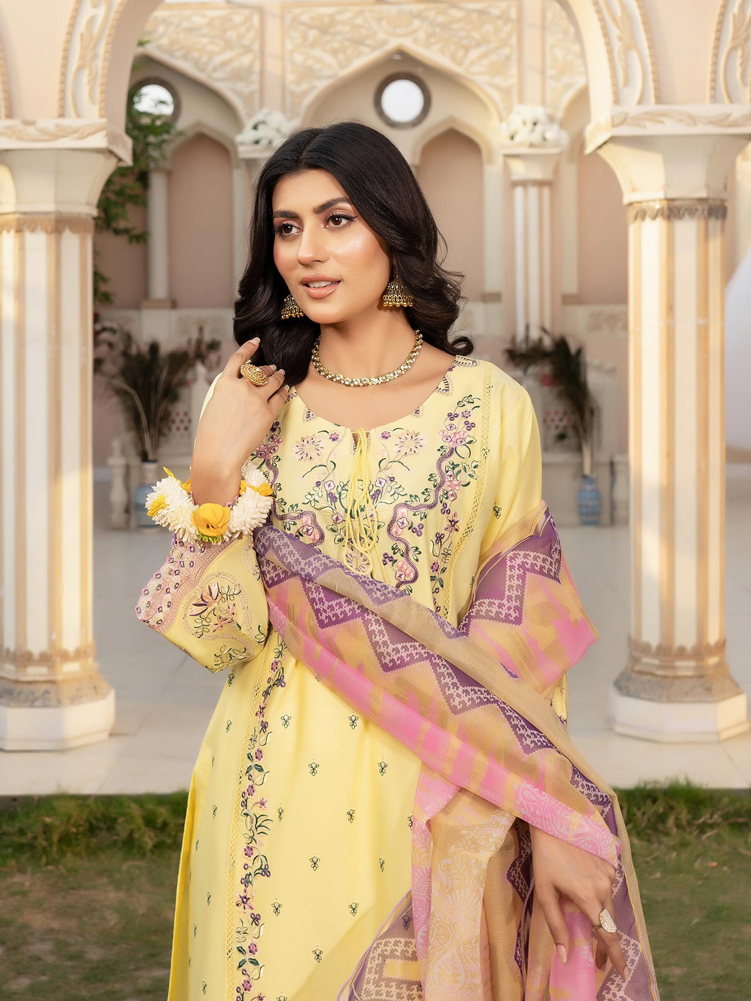Munira Embroidered Lawn Suit (MSL-05) - Yellow