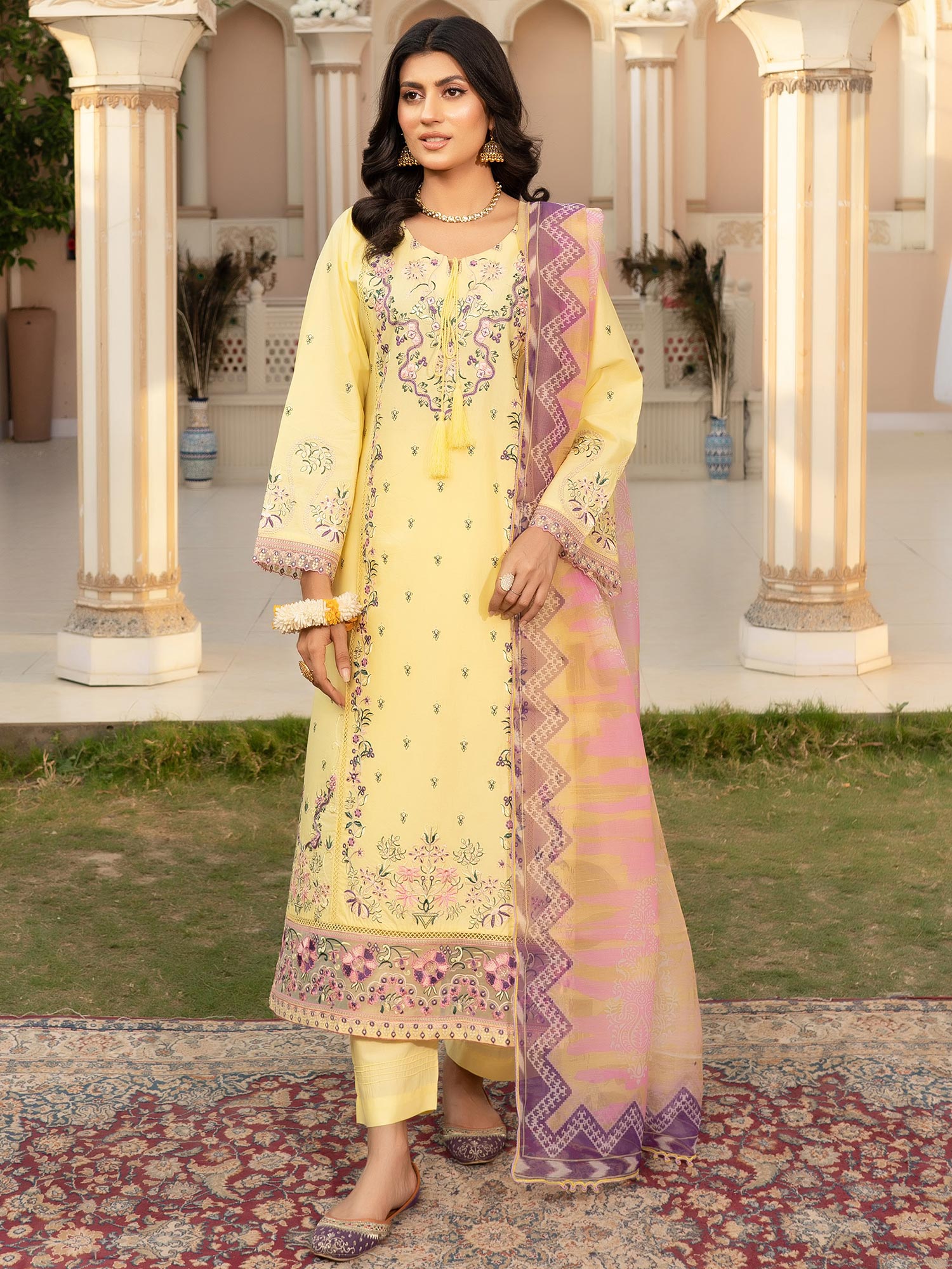Munira Embroidered Lawn Suit (MSL-05) - Yellow