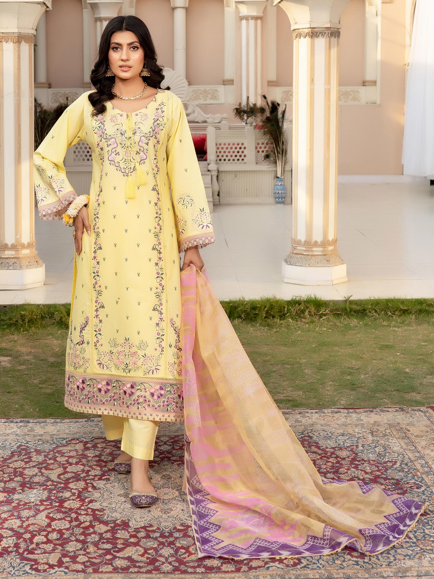 Munira Embroidered Lawn Suit (MSL-05) - Yellow