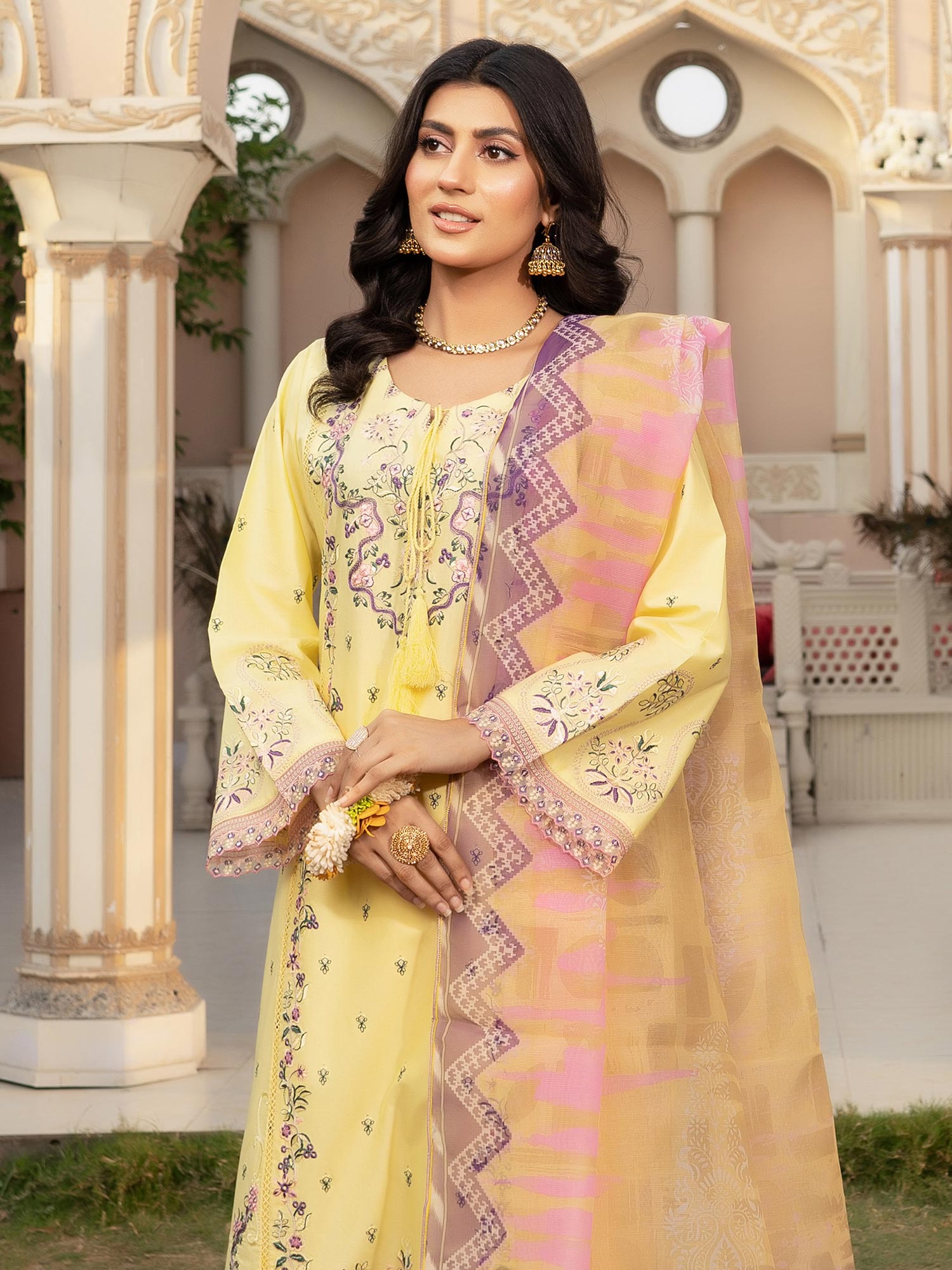 Munira Embroidered Lawn Suit (MSL-05) - Yellow
