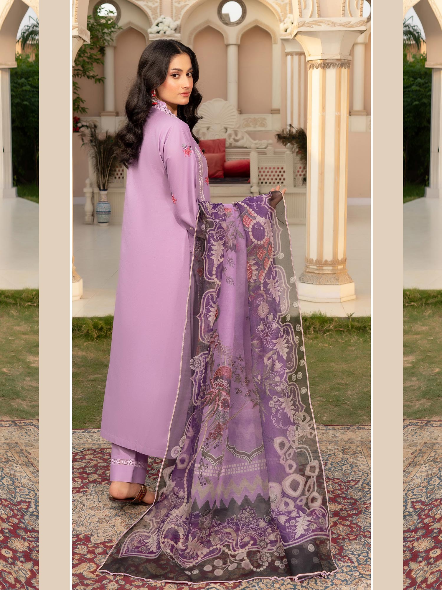 Munira Embroidered Lawn Suit (MSL-06) - Lilac