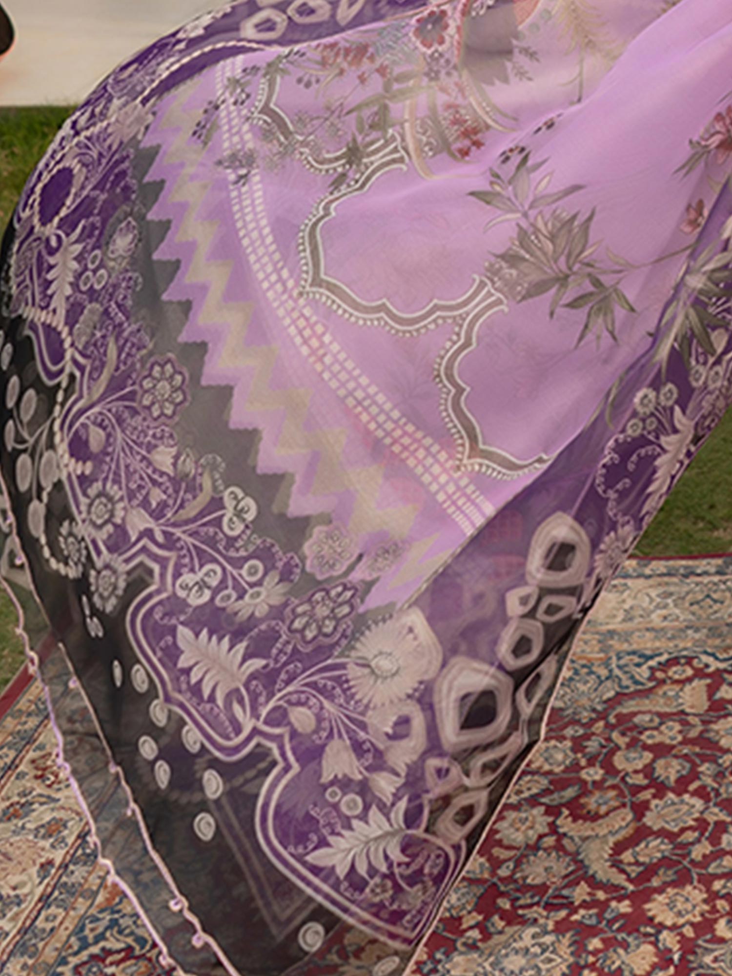 Munira Embroidered Lawn Suit (MSL-06) - Lilac