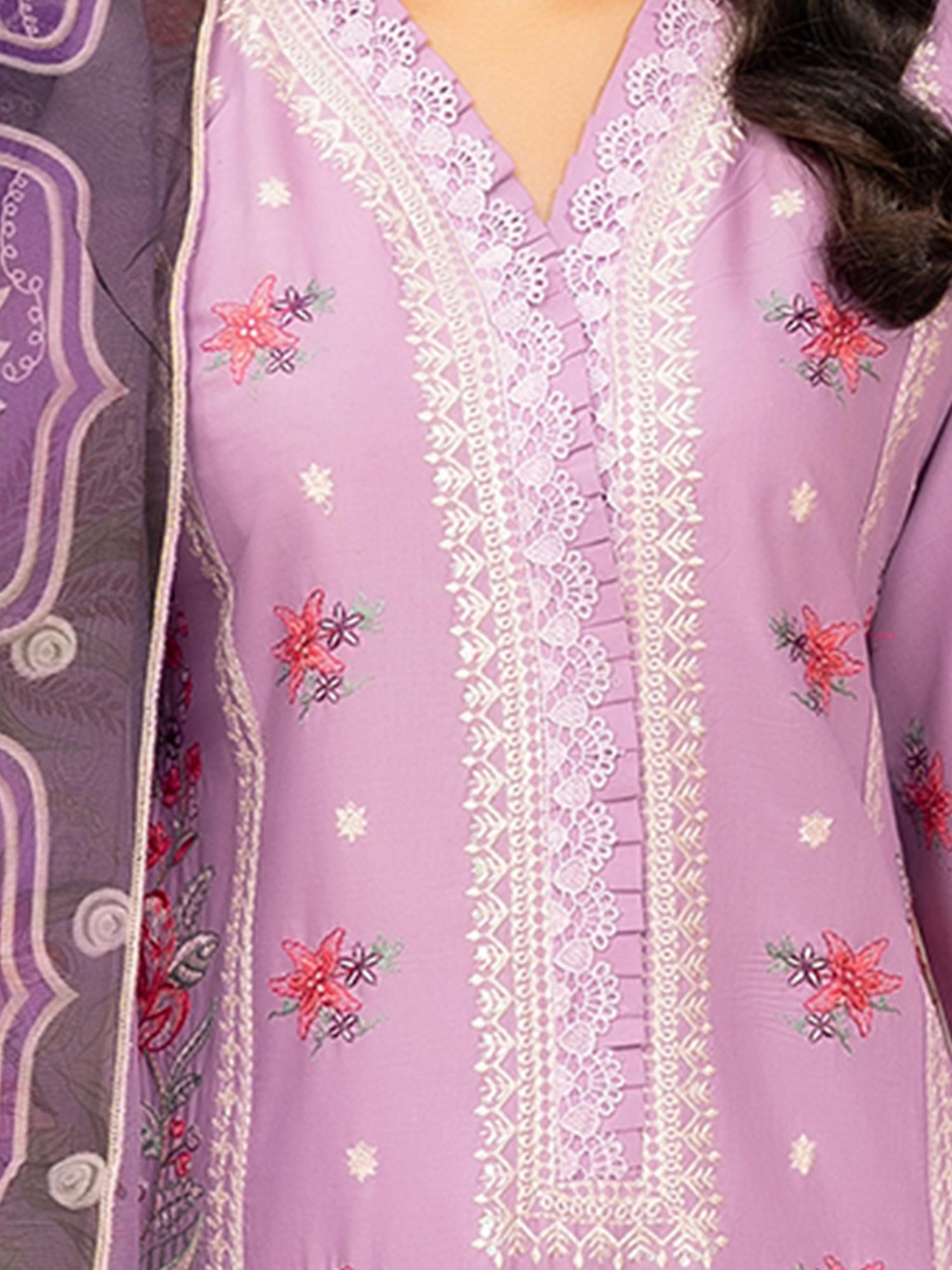 Munira Embroidered Lawn Suit (MSL-06) - Lilac