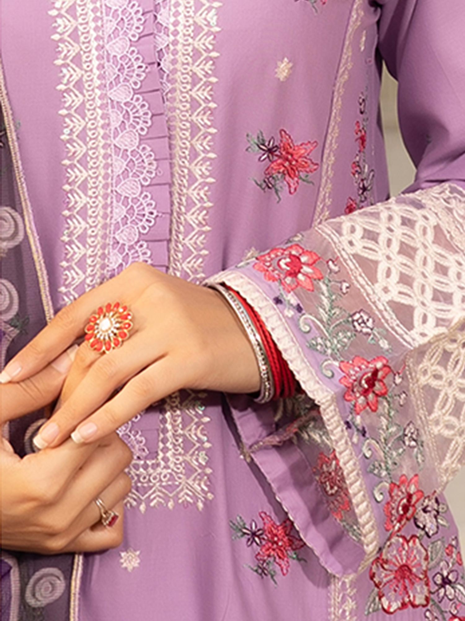 Munira Embroidered Lawn Suit (MSL-06) - Lilac