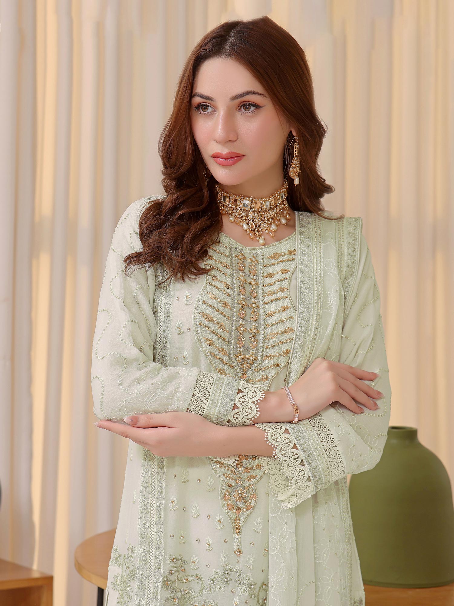 Wardah Uzair "Baag-e-Bahar" Luxury Embroidered Chiffon Suit - Mehak