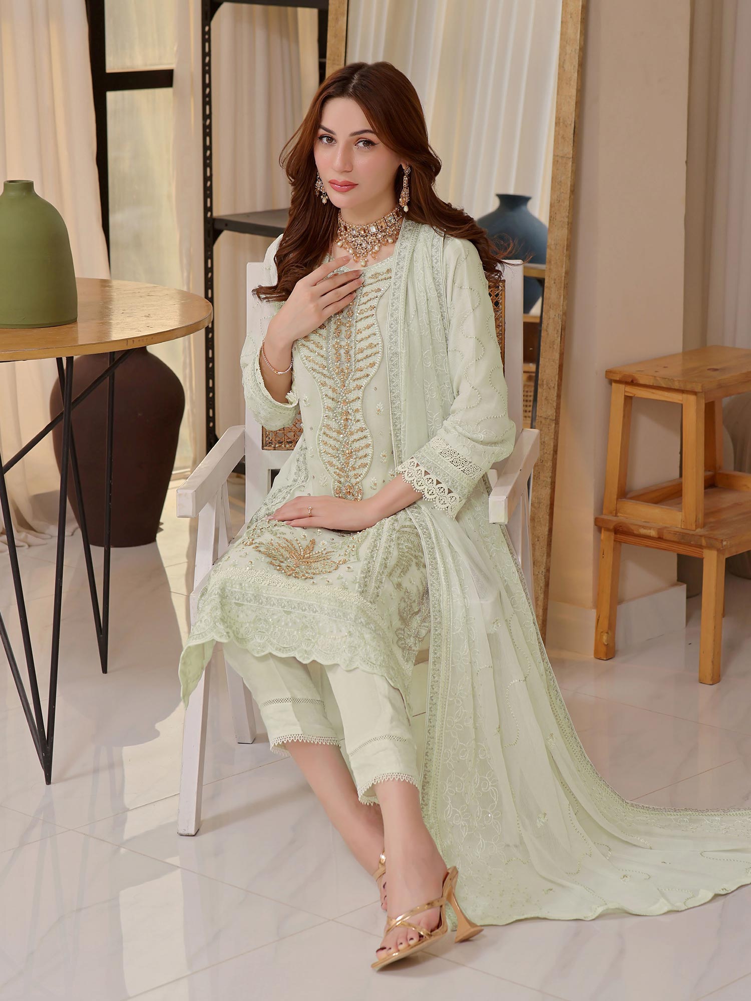 Wardah Uzair "Baag-e-Bahar" Luxury Embroidered Chiffon Suit - Mehak