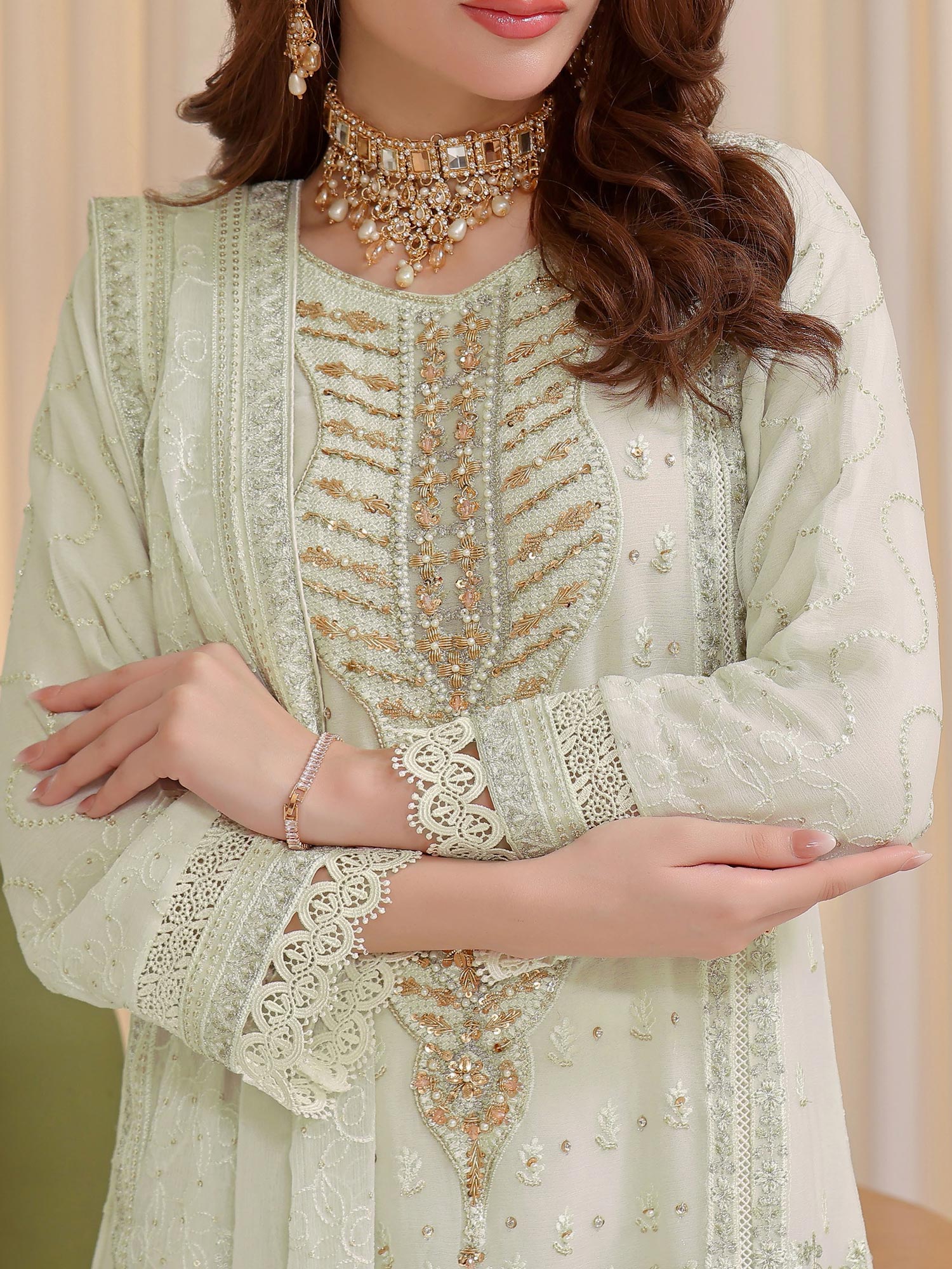 Wardah Uzair "Baag-e-Bahar" Luxury Embroidered Chiffon Suit - Mehak