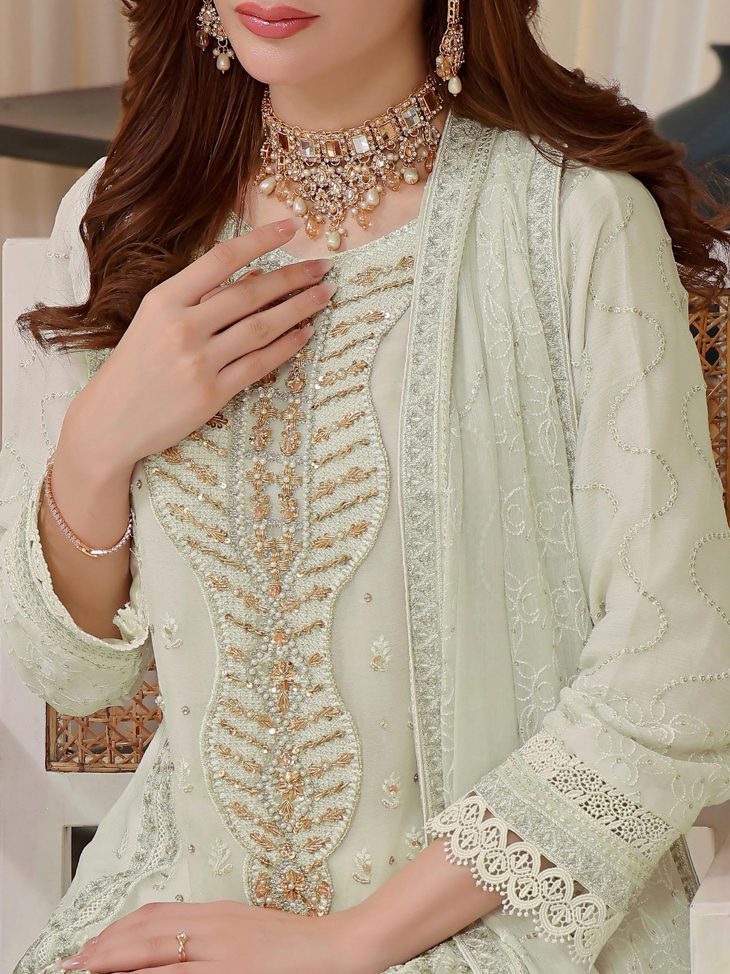 Wardah Uzair "Baag-e-Bahar" Luxury Embroidered Chiffon Suit - Mehak