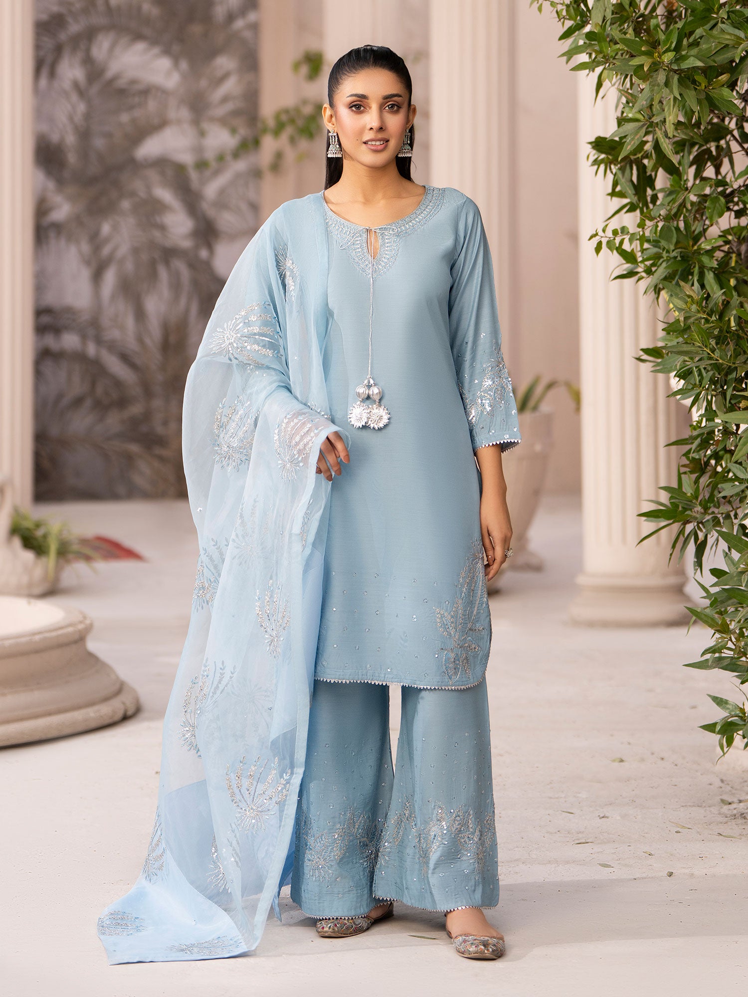 Raniya.H "Mehfil-e-Eid" Premium Viscose Suit - Powder Blue