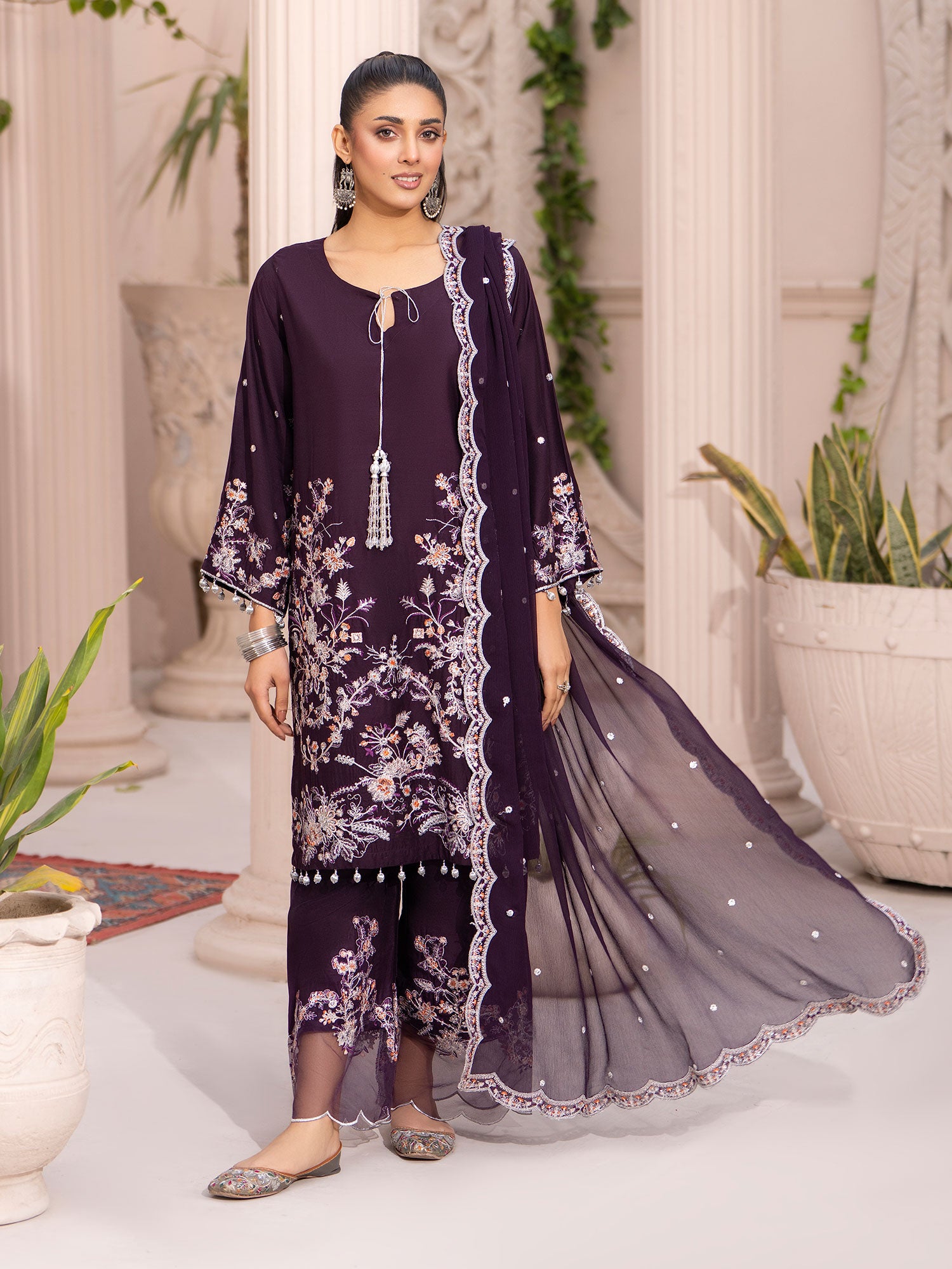 Raniya.H "Mehfil-e-Eid" Premium Viscose Suit - Purple