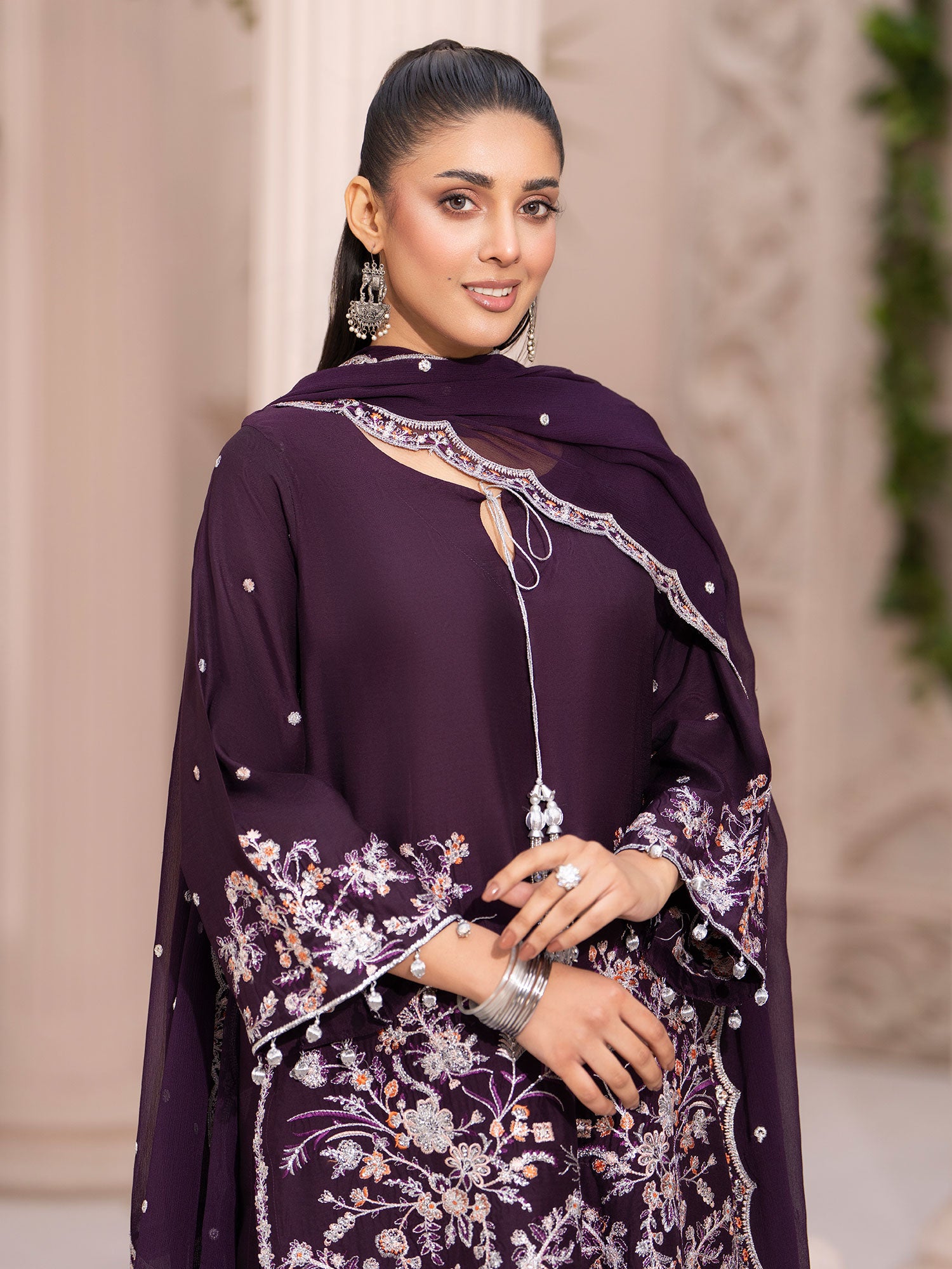 Raniya.H "Mehfil-e-Eid" Premium Viscose Suit - Purple