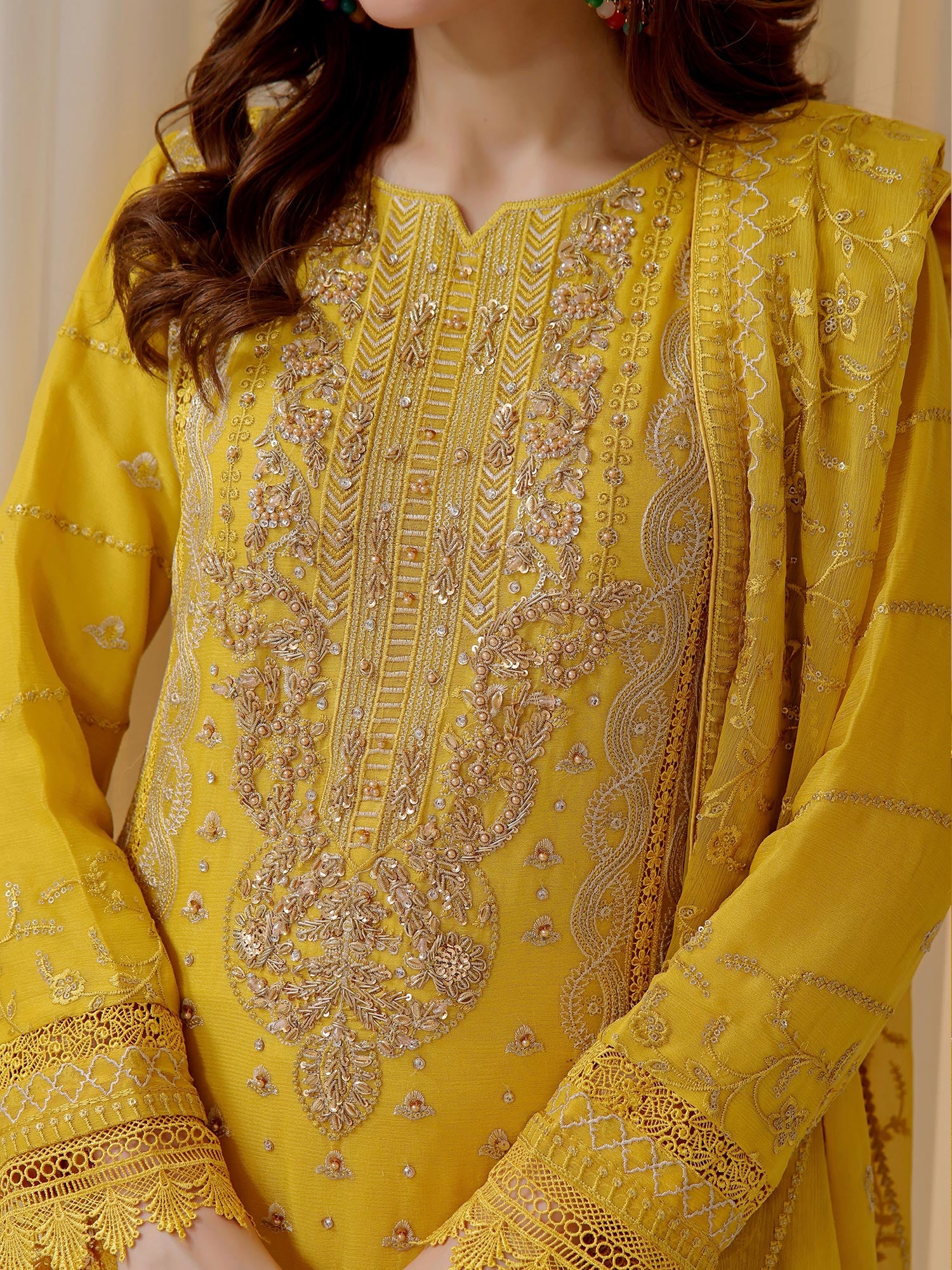 Wardah Uzair "Baag-e-Bahar" Luxury Embroidered Chiffon Suit - Mehtab