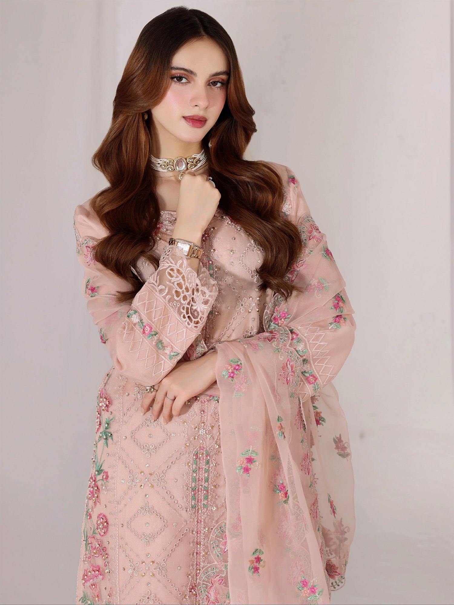Wardah Uzair "Mahnur" Luxury Organza Suit - Noor Blush