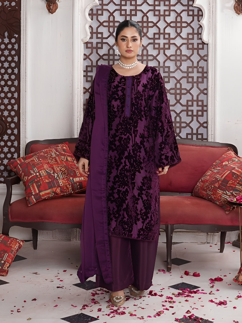 Rangz Plachi 3-Piece Suit - Plum