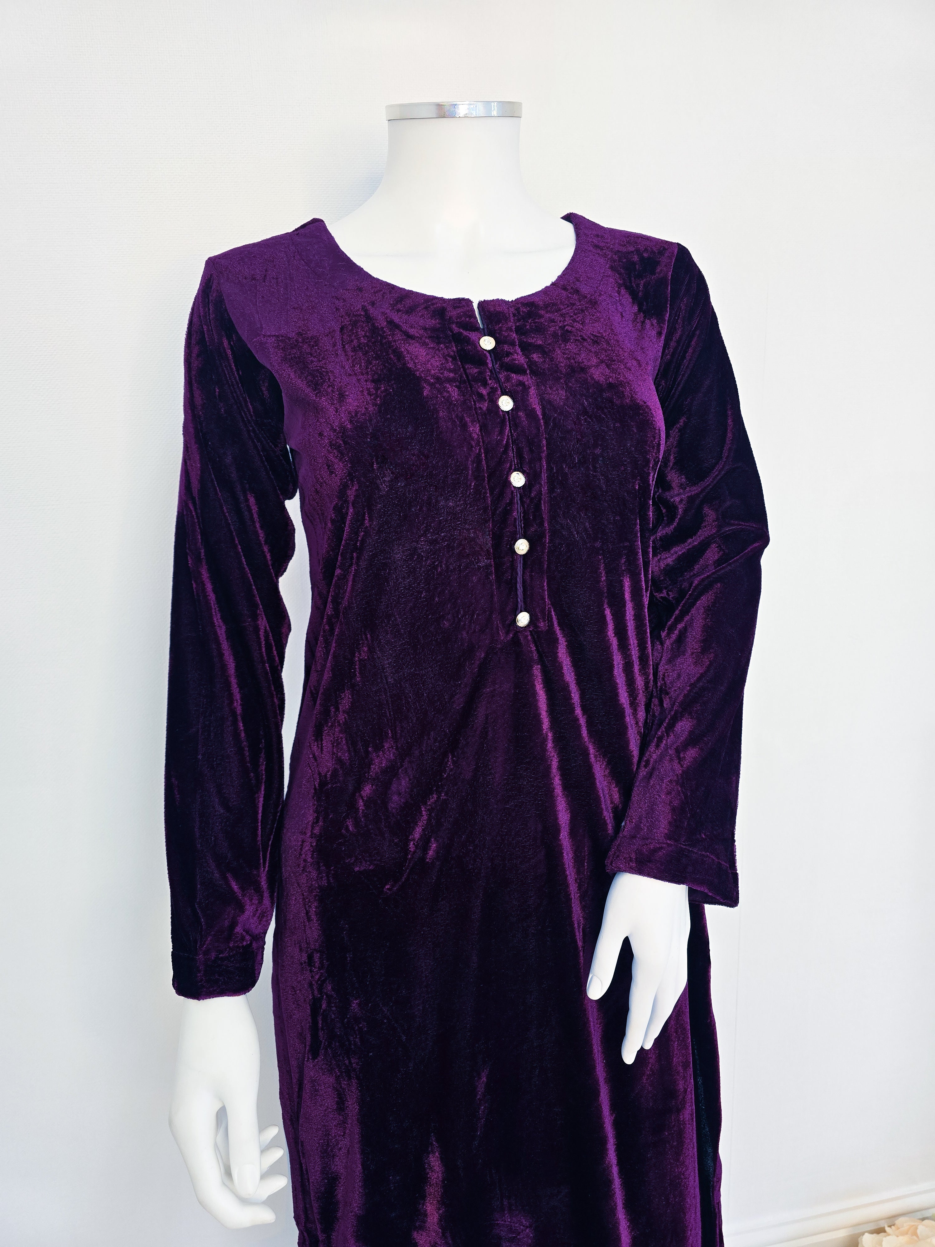 Purple Winter Velvet Plain 2-Piece Suit