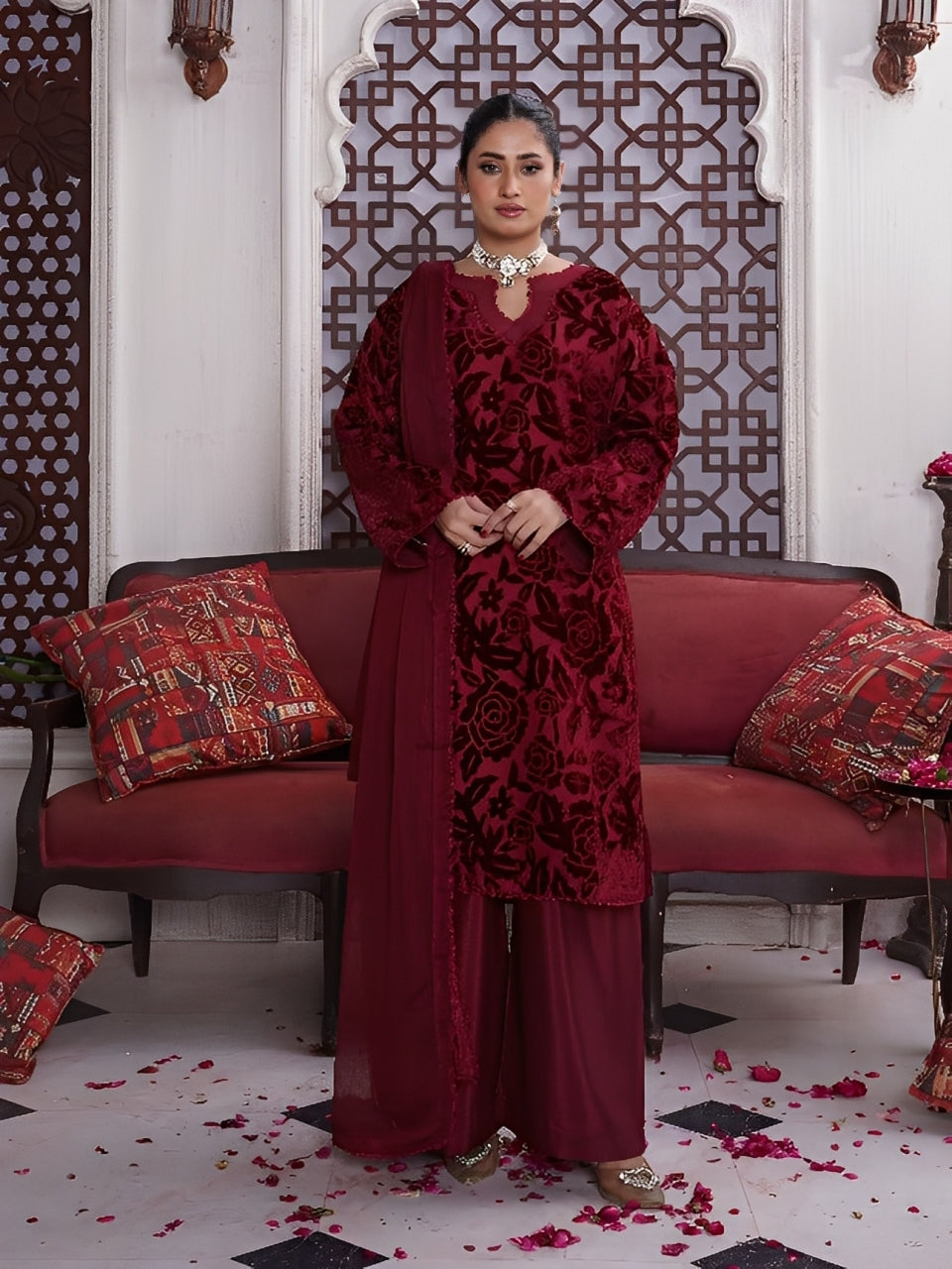 Rangz Plachi 3-Piece Suit - Red