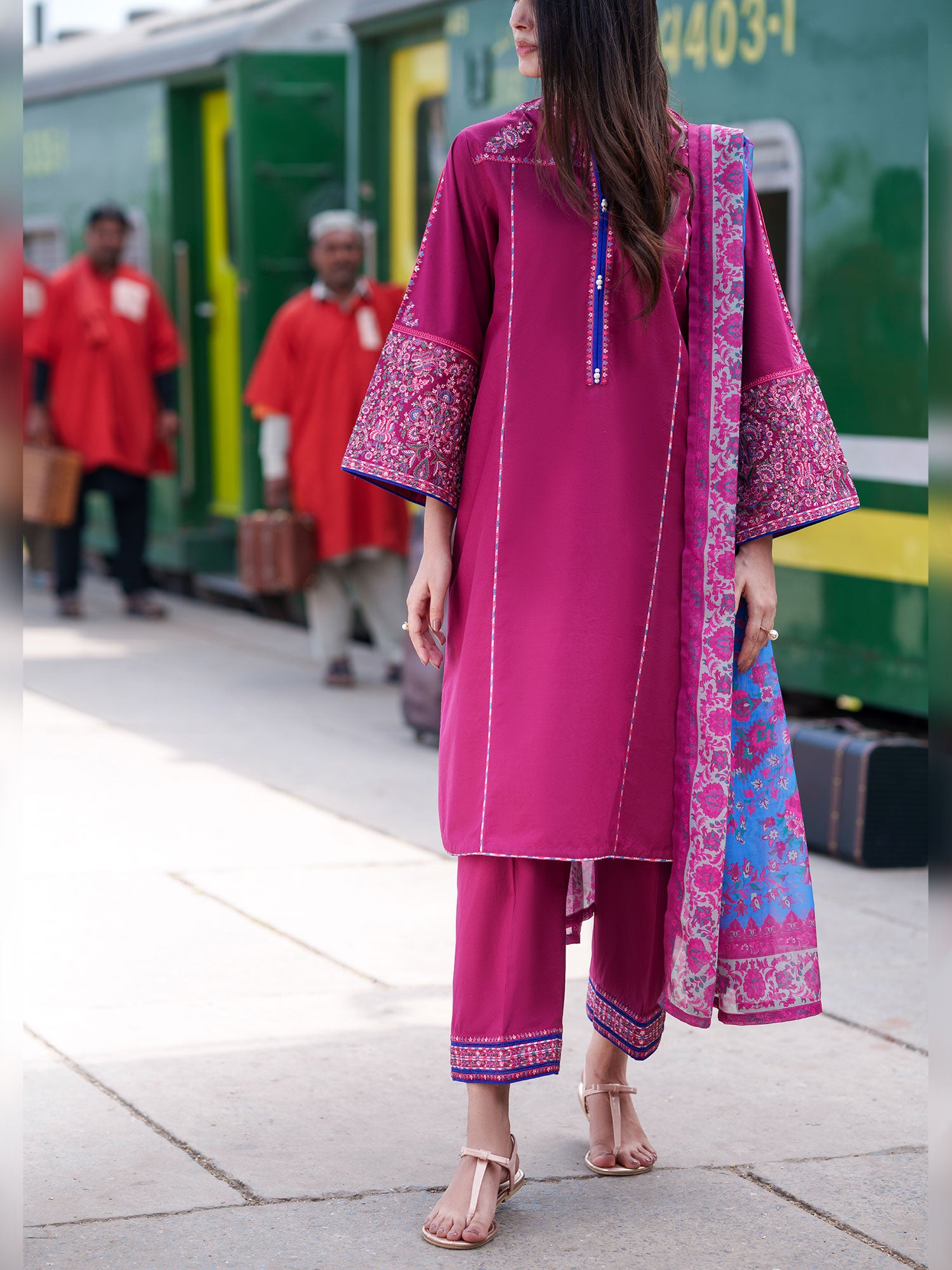 Casual Lite "Safarnama" Premium Embroidered Lawn Suit - Pink