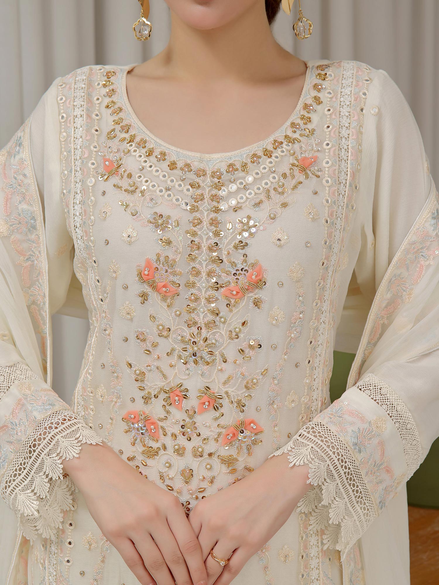 Wardah Uzair "Baag-e-Bahar" Luxury Embroidered Chiffon Suit - Roshnai