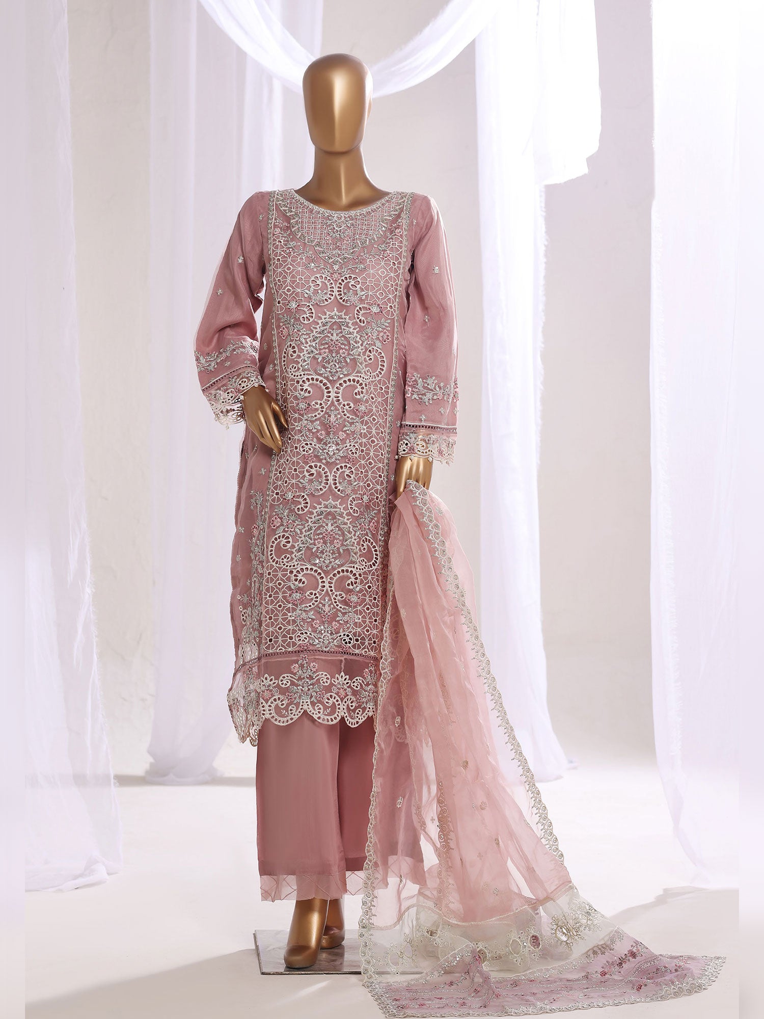 Sadabahar "Mahpara Vol.16" Festive Embroidered Chiffon Suit - Pink