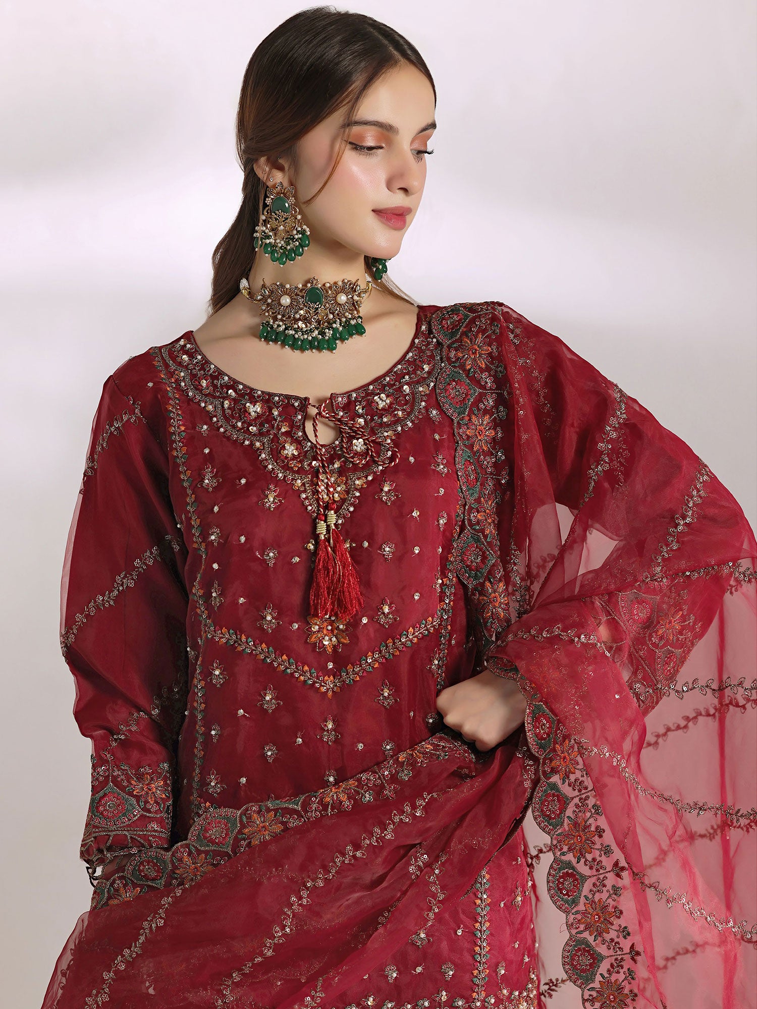 Wardah Uzair "Mahnur" Luxury Organza Suit - Saffron Flame