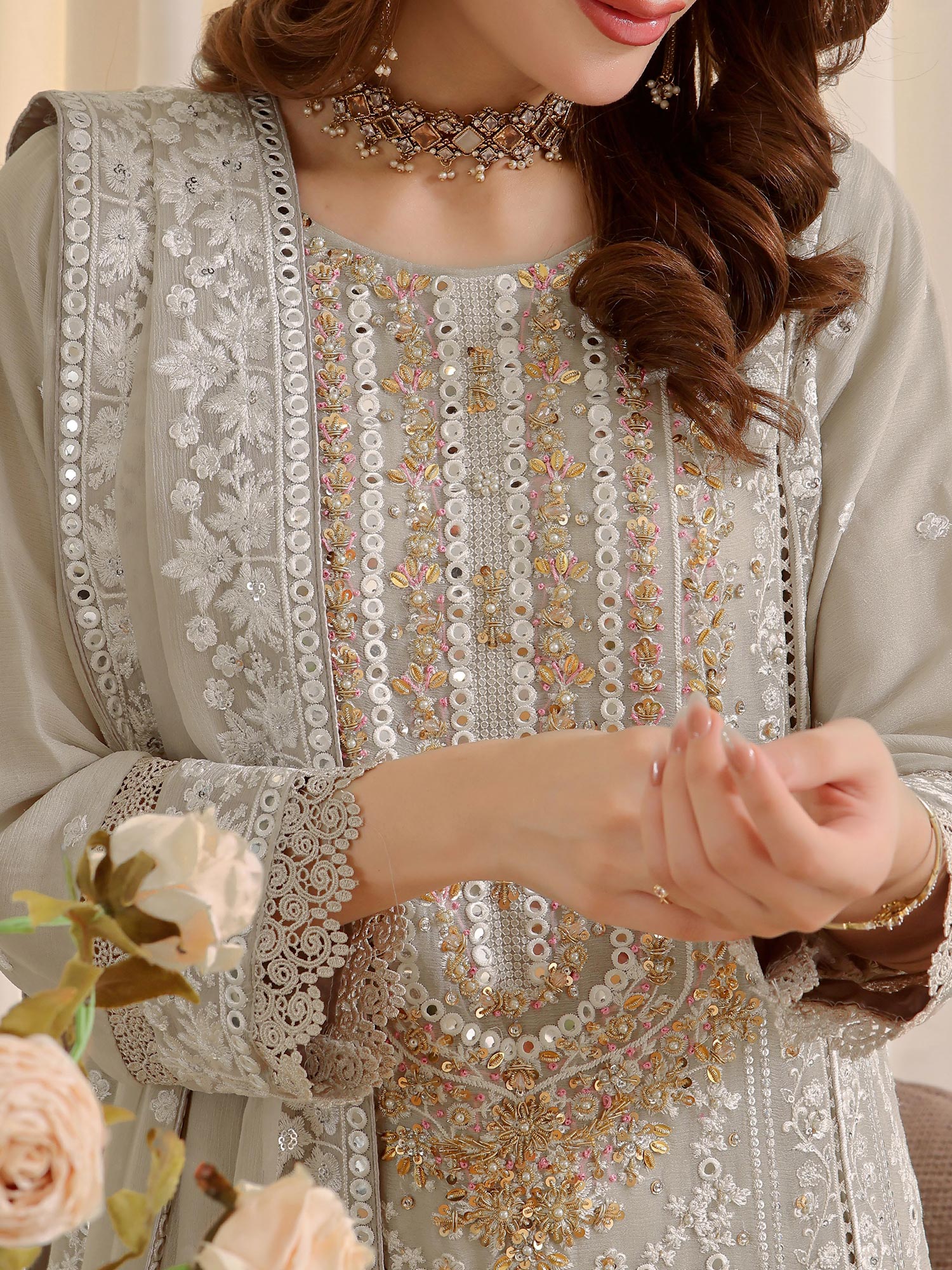 Wardah Uzair "Baag-e-Bahar" Luxury Embroidered Chiffon Suit - Shabnam