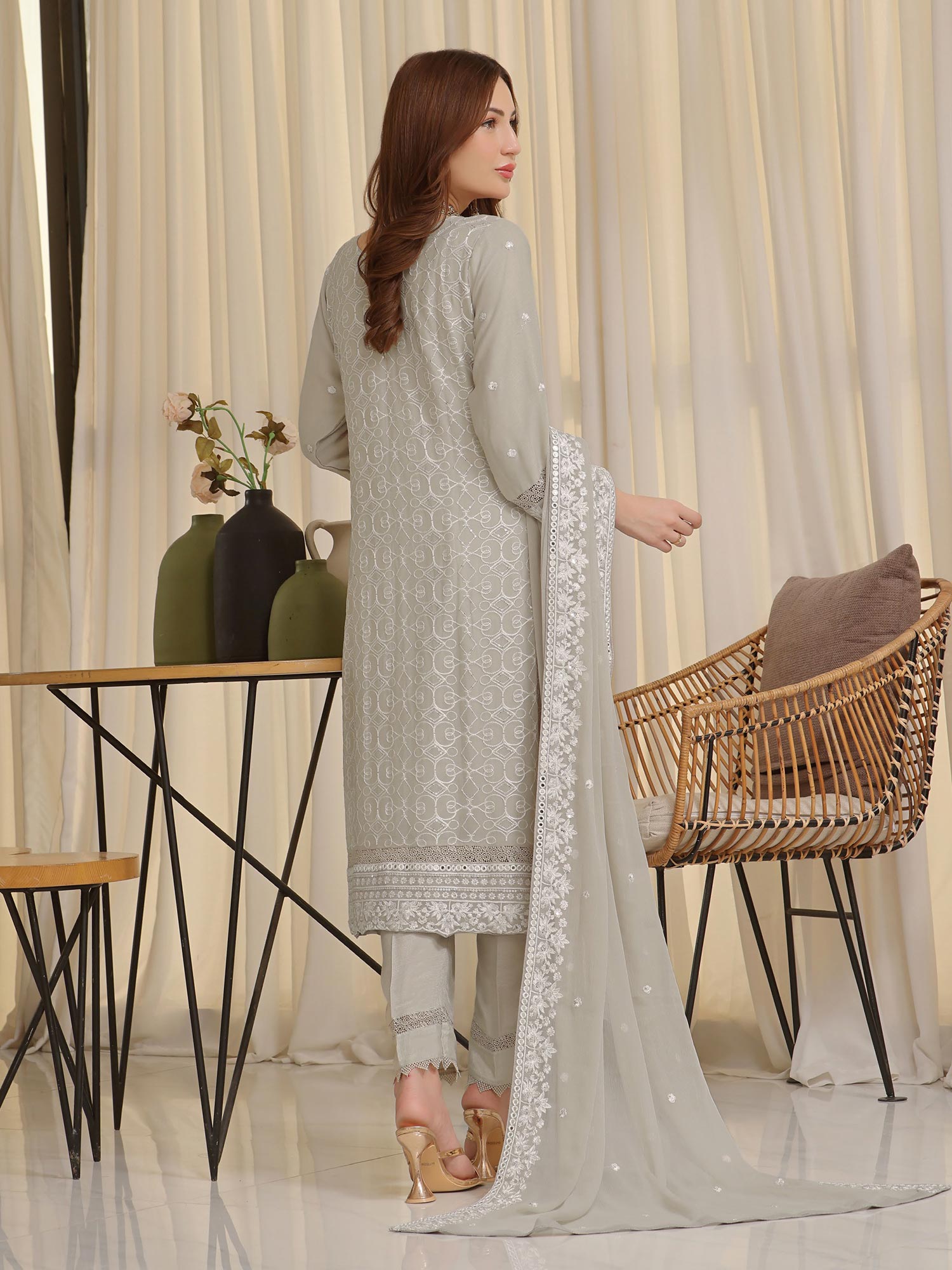 Wardah Uzair "Baag-e-Bahar" Luxury Embroidered Chiffon Suit - Shabnam