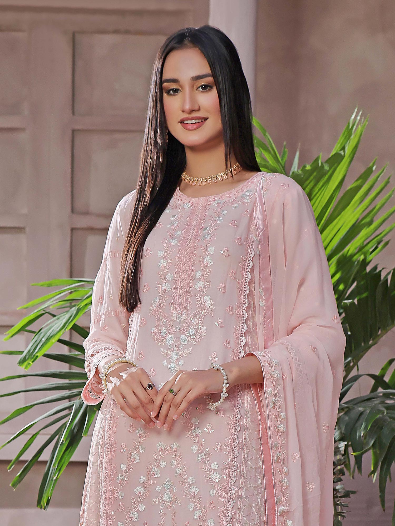 Wardah Uzair "Kanwal" Embroidered Chiffon Maxi Suit - Vanya