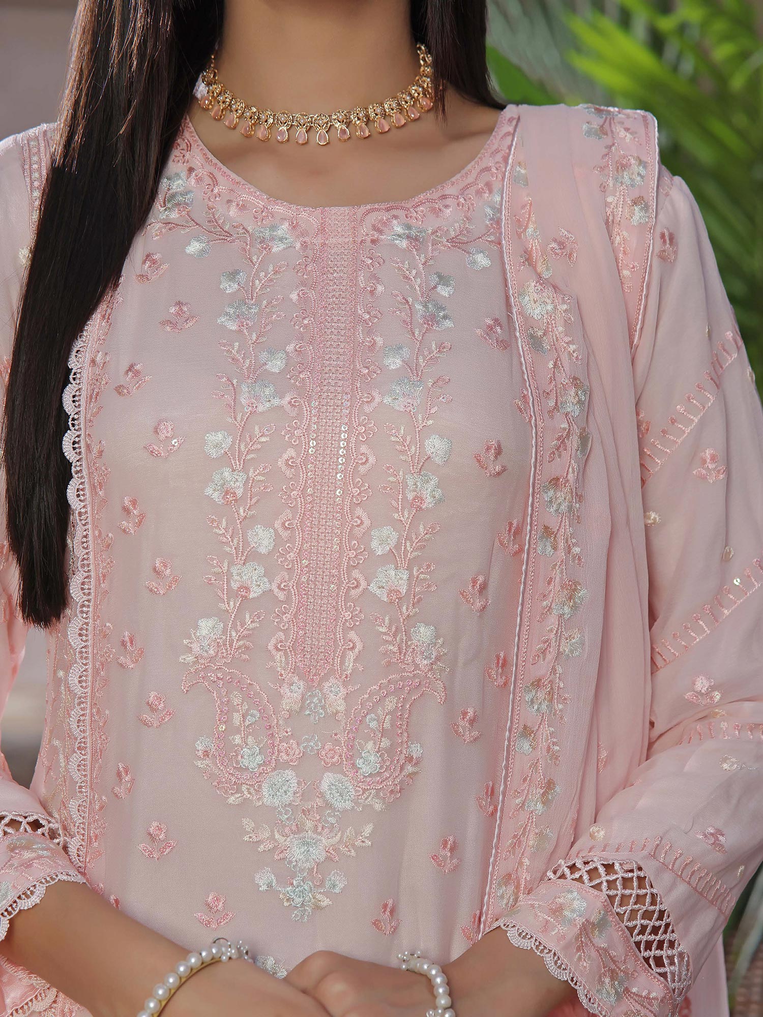 Wardah Uzair "Kanwal" Embroidered Chiffon Maxi Suit - Vanya