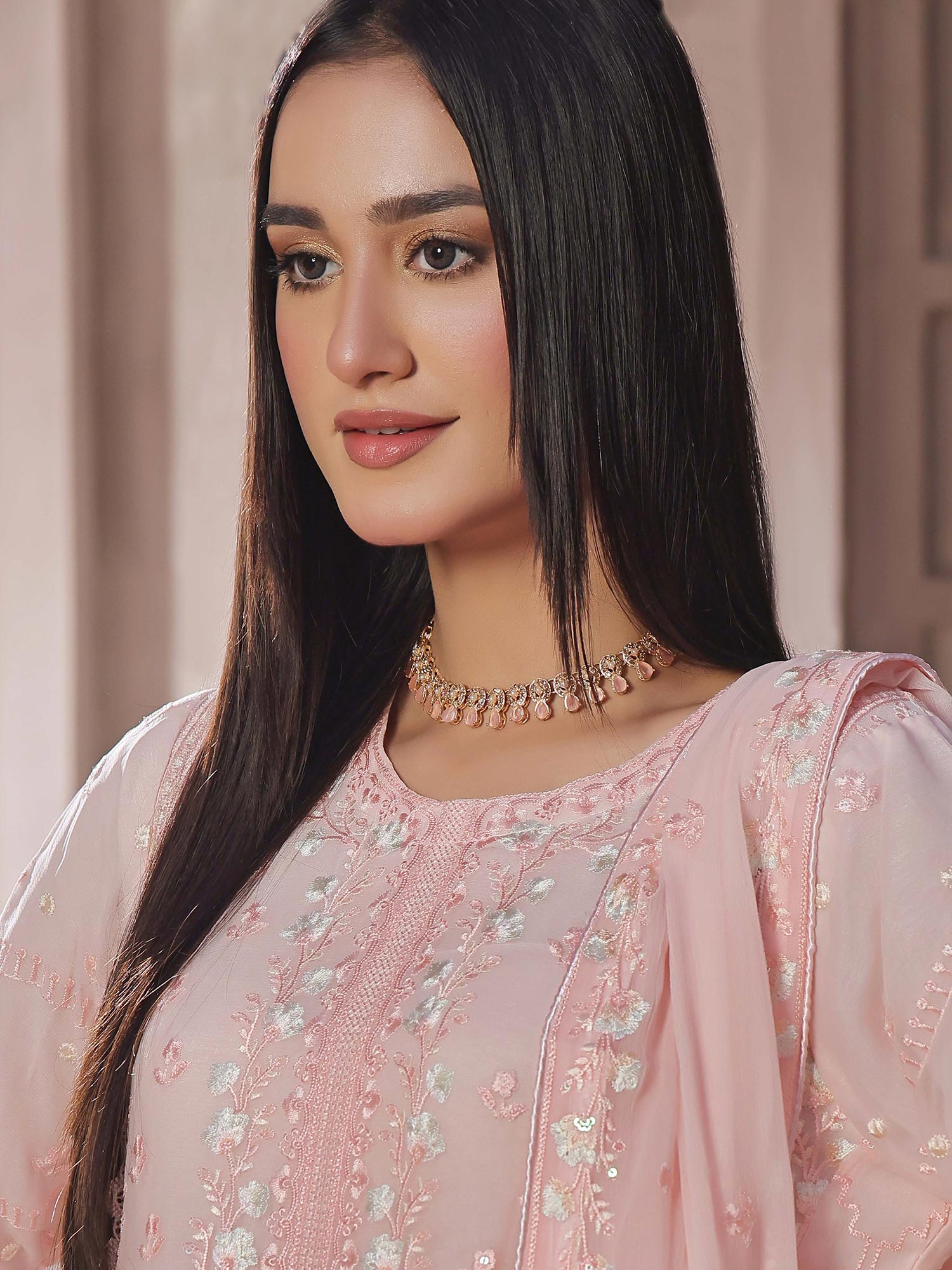 Wardah Uzair "Kanwal" Embroidered Chiffon Maxi Suit - Vanya