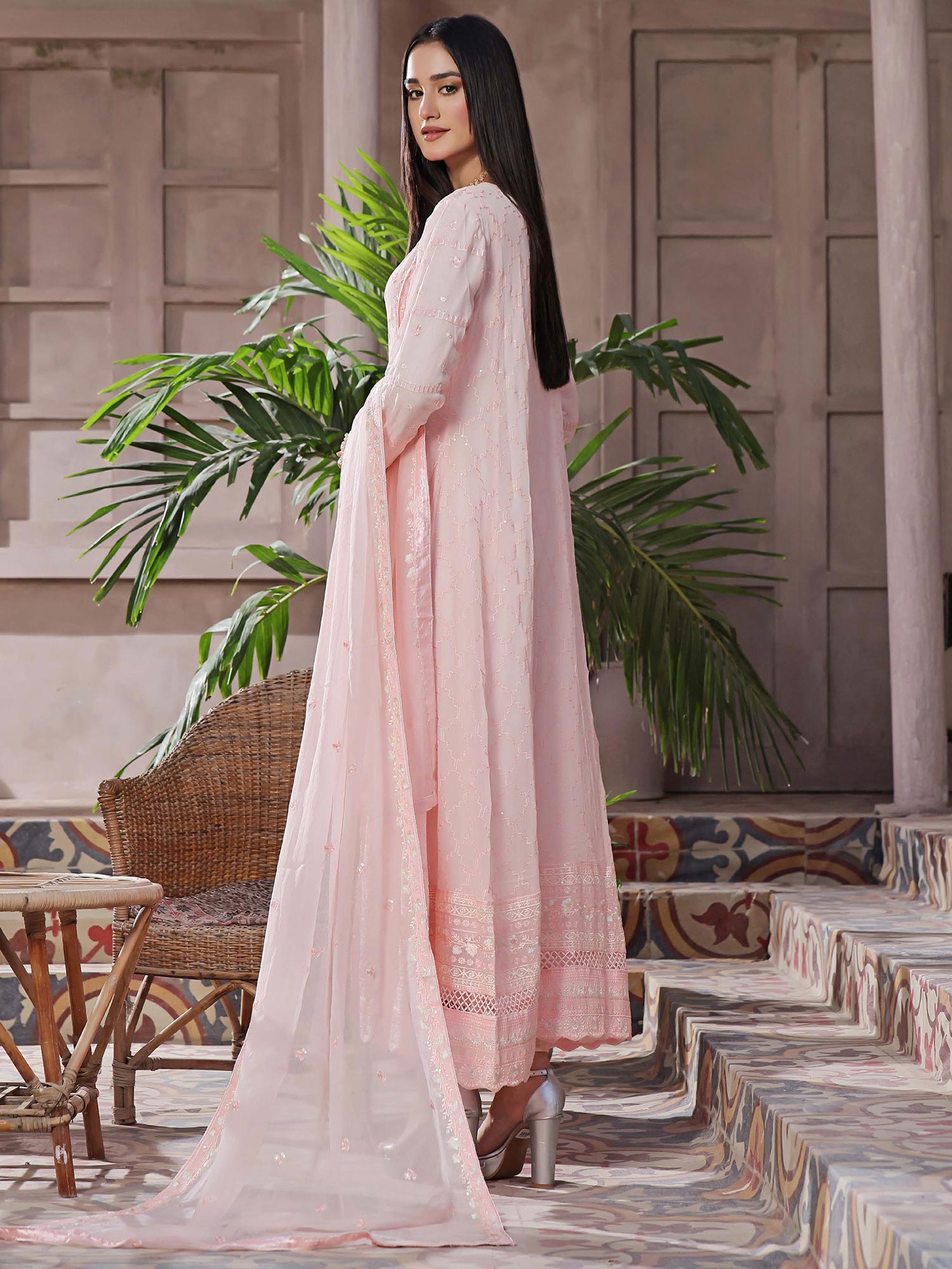 Wardah Uzair "Kanwal" Embroidered Chiffon Maxi Suit - Vanya