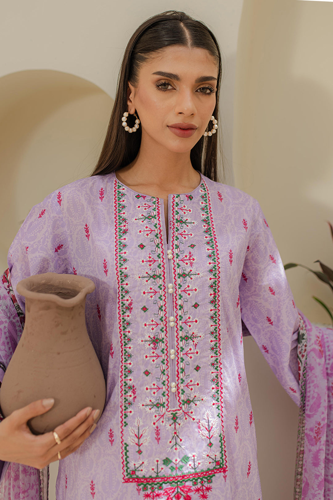 Zellbury Unstitched Embroidered Lawn 2-Piece Suit - Lilac