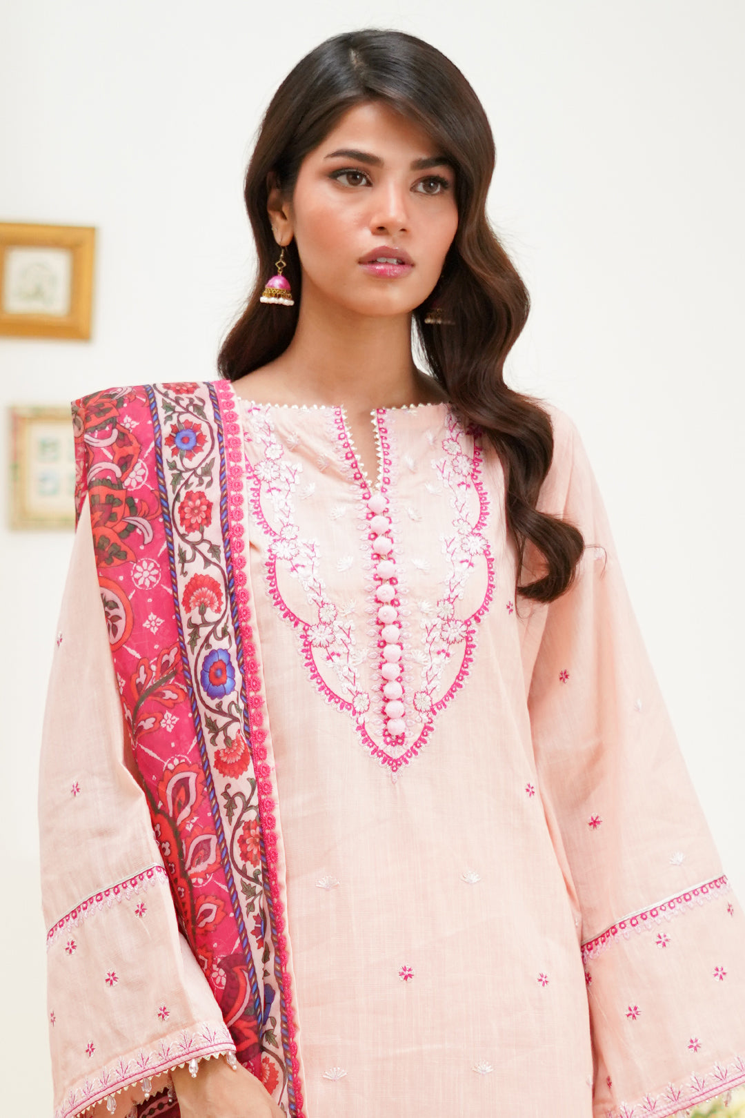 Zellbury Unstitched Embroidered Lawn 3-Piece Suit - Pink