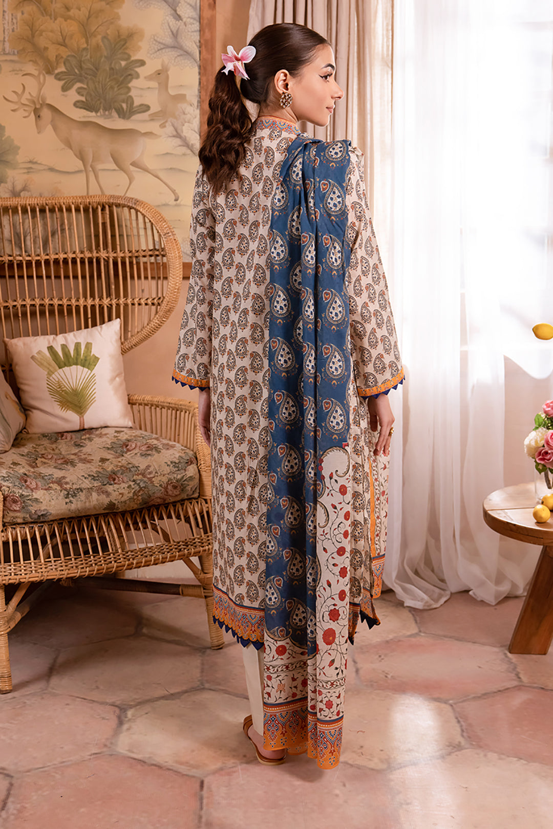 Zellbury Unstitched Printed Lawn 3-Piece Suit - Skin