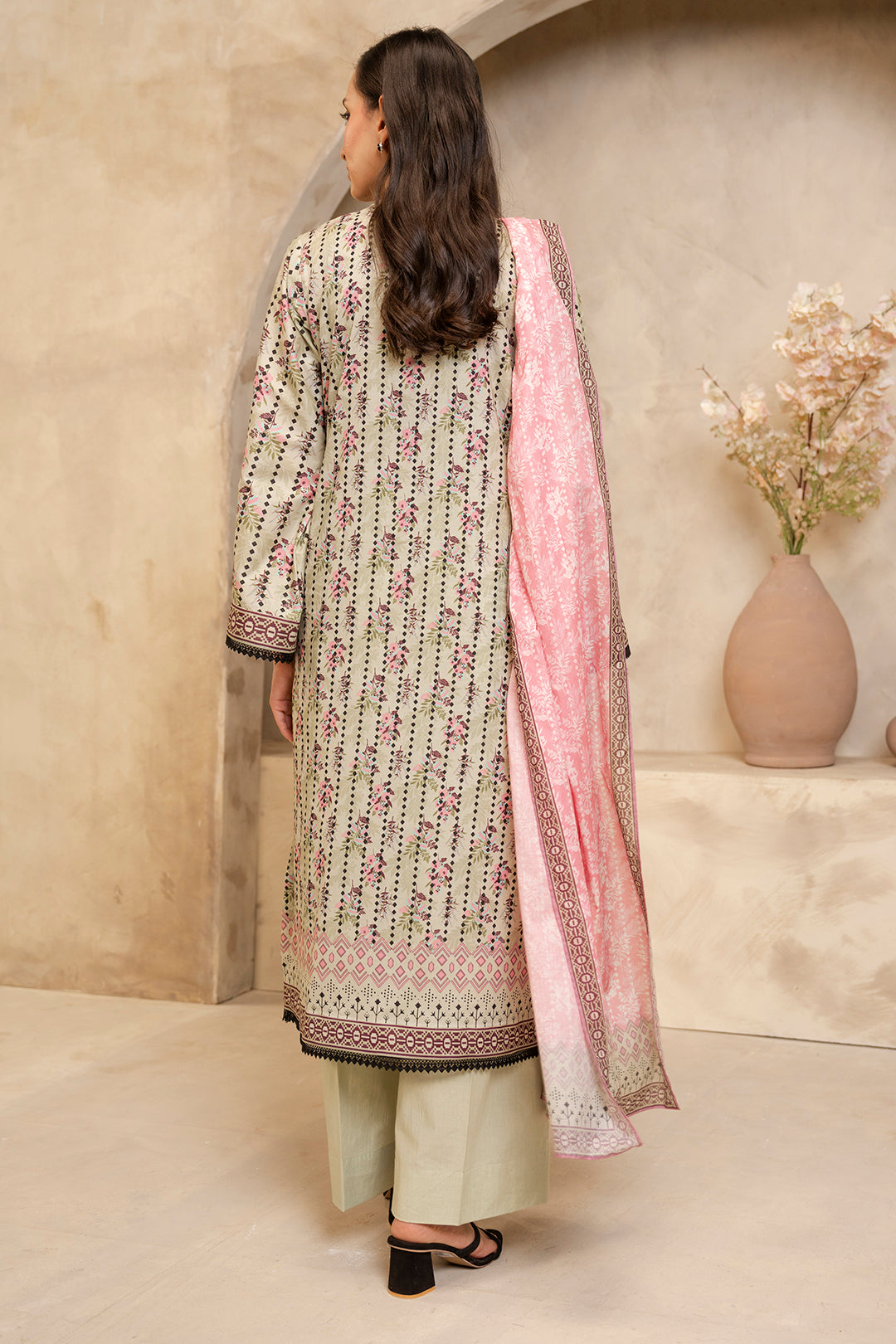 Zellbury Unstitched Embroidered Lawn 2-Piece Suit - Light Beige