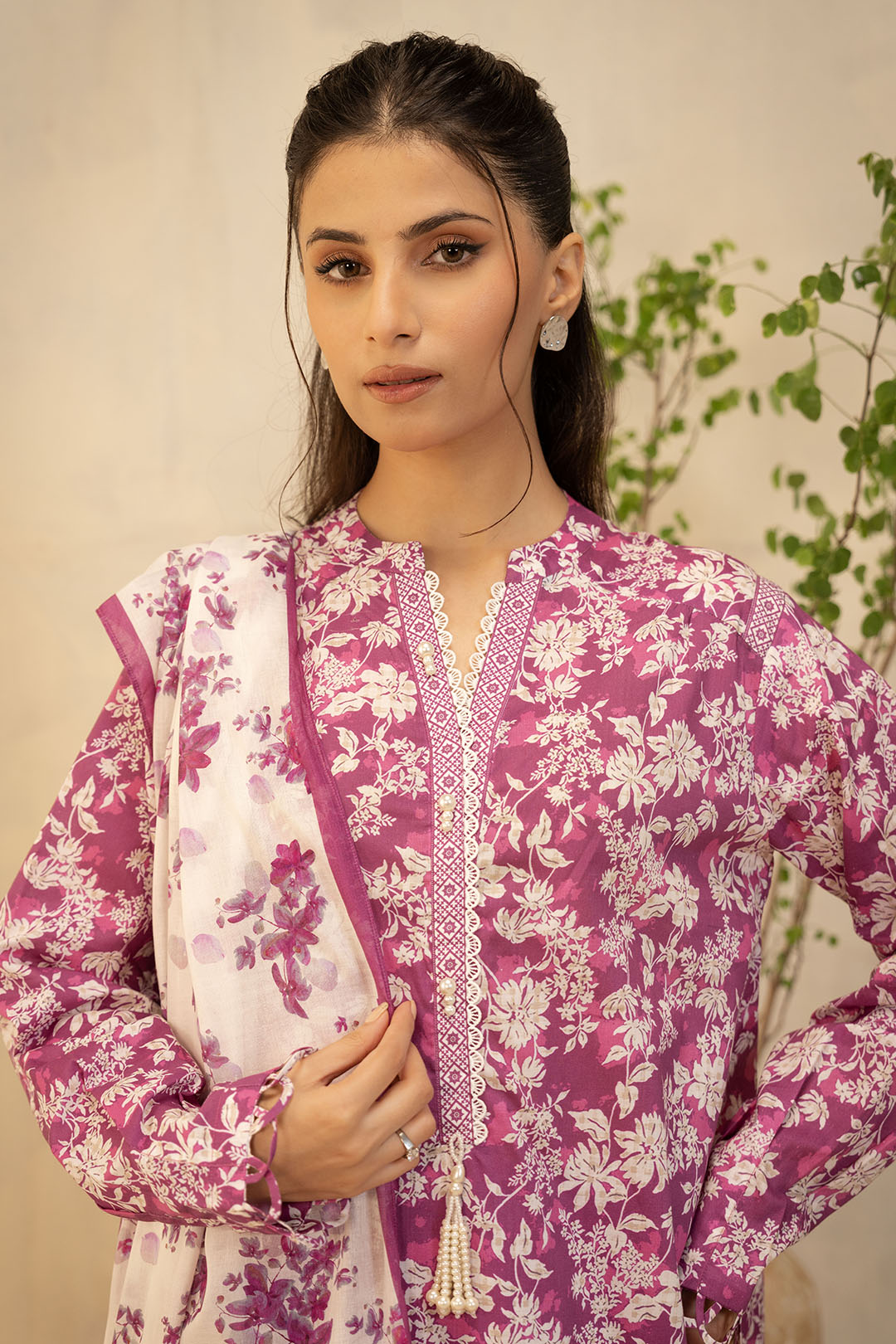 Zellbury Unstitched Printed Lawn 2-Piece Suit - Pink