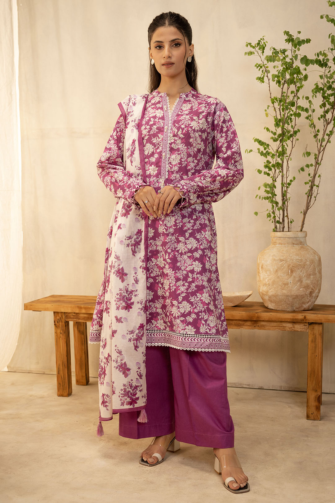 Zellbury Unstitched Printed Lawn 2-Piece Suit - Pink