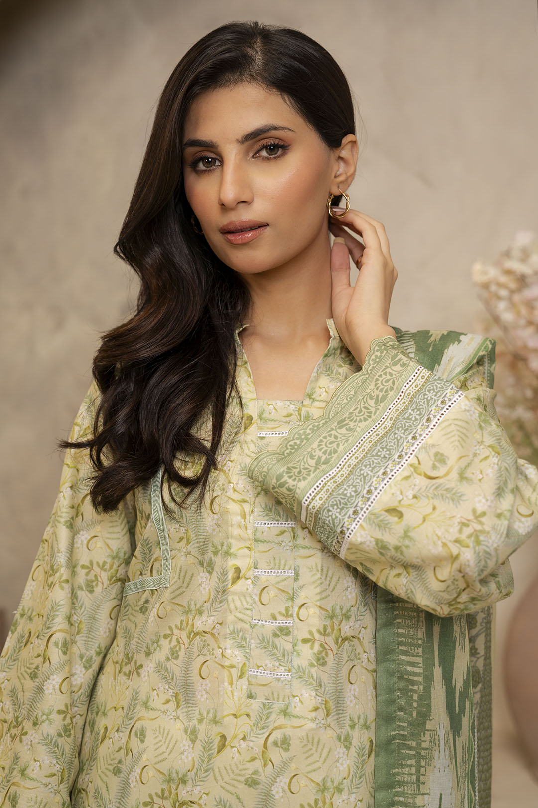 Zellbury Unstitched Printed Lawn 2-Piece Suit - Light Green
