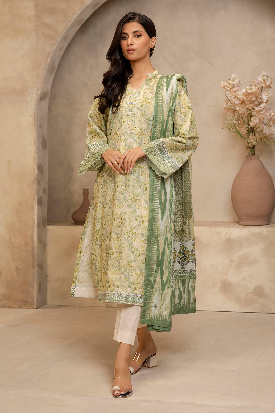 Zellbury Unstitched Printed Lawn 2-Piece Suit - Light Green