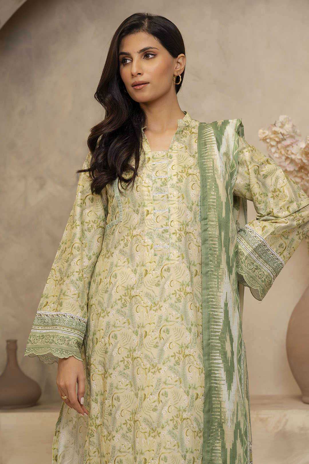 Zellbury Unstitched Printed Lawn 2-Piece Suit - Light Green