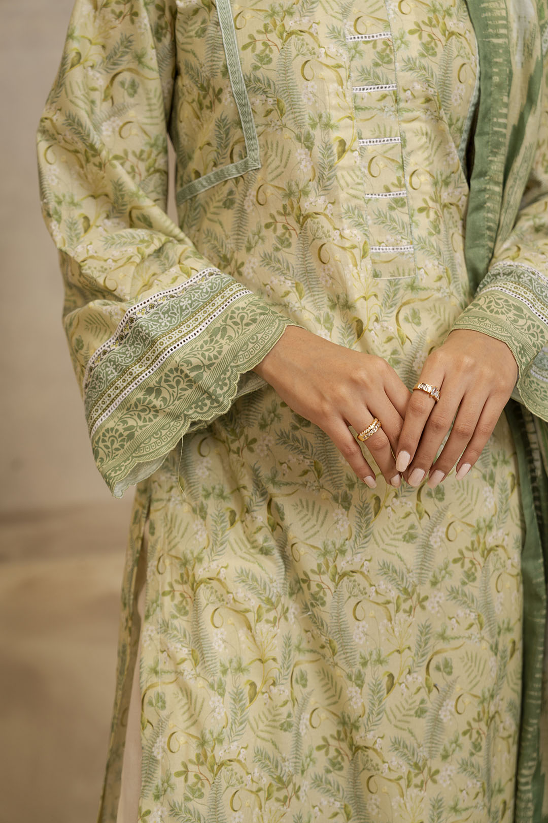 Zellbury Unstitched Printed Lawn 2-Piece Suit - Light Green