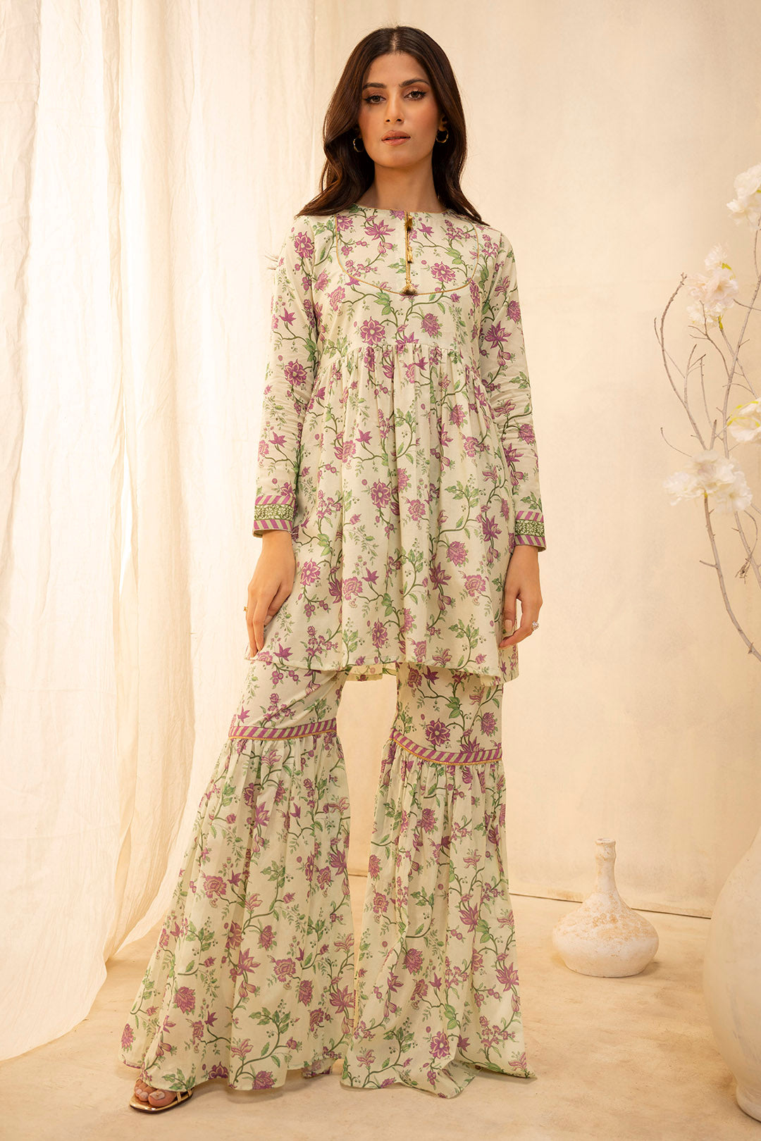 Zellbury Unstitched Printed Lawn 2-Piece Suit - Off-White