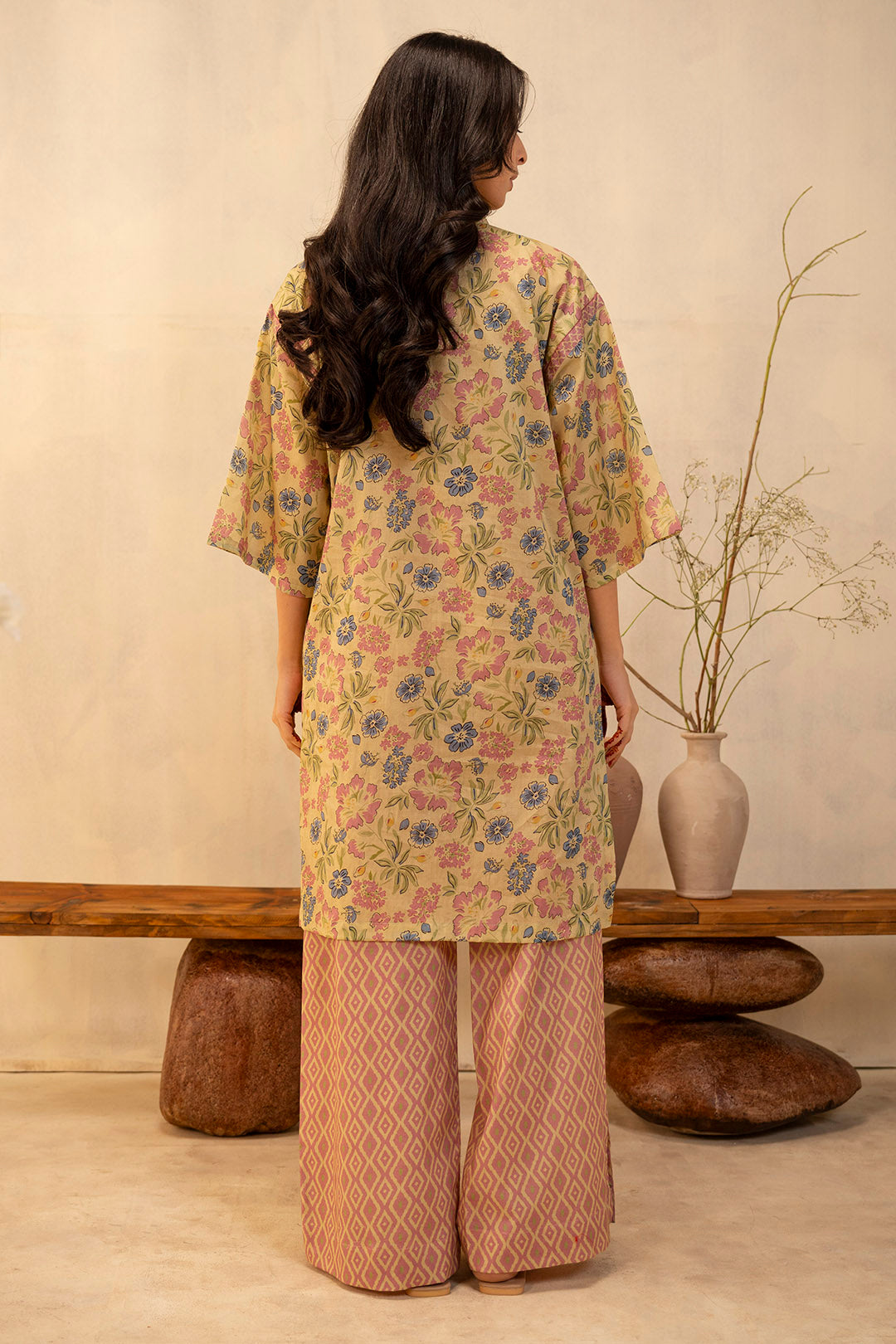 Zellbury Unstitched Printed Lawn 2-Piece Suit - Beige