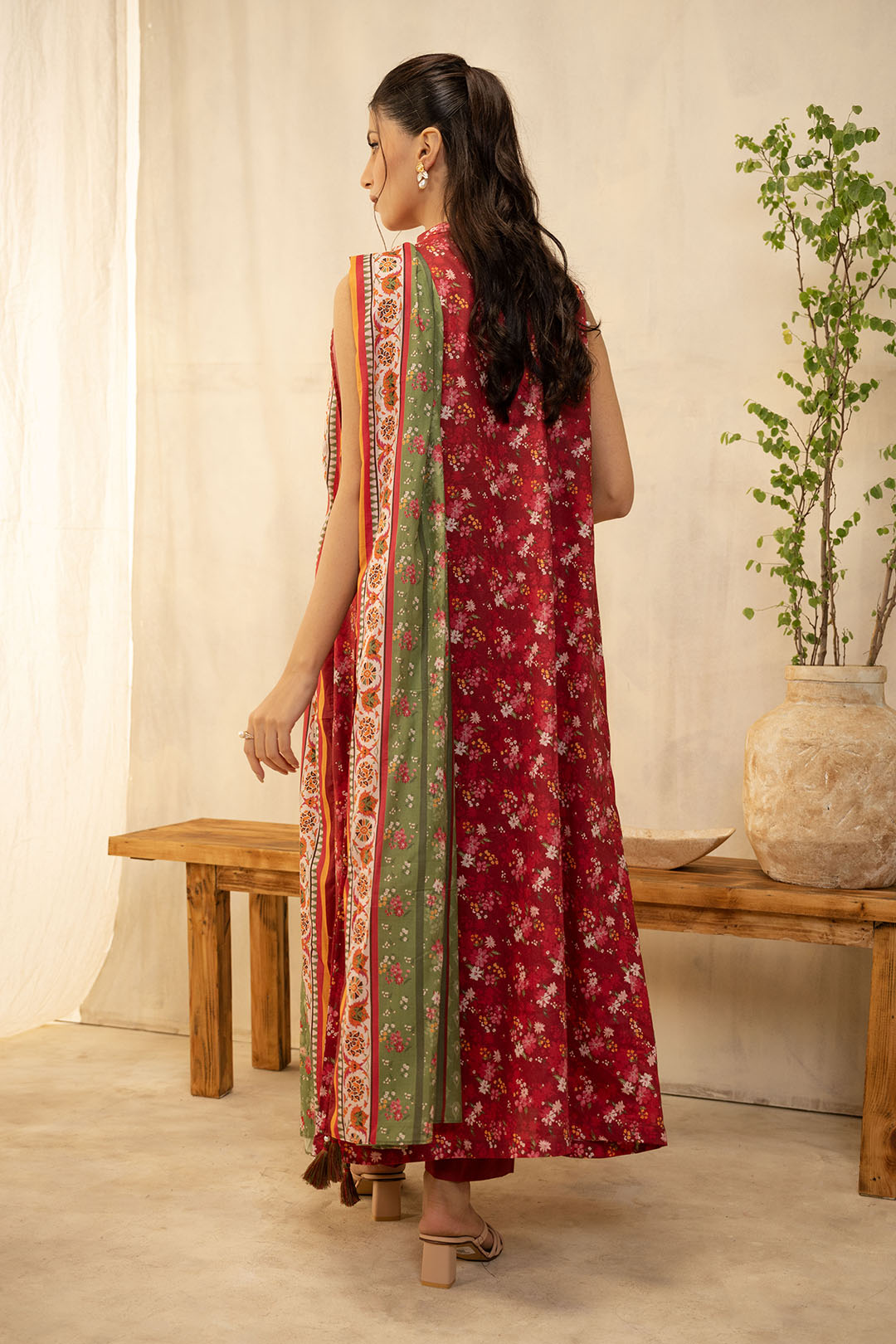 Zellbury Unstitched Printed Lawn 2-Piece Suit - Red
