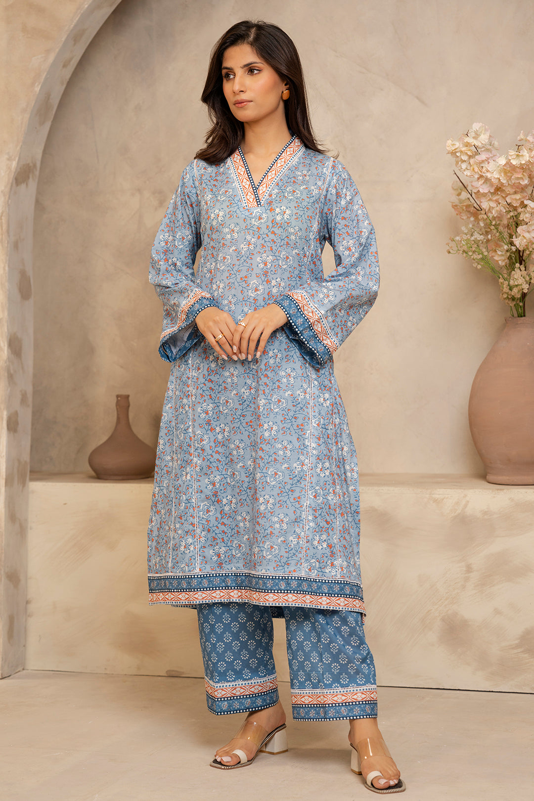 Zellbury Unstitched Printed Lawn 2-Piece Suit - Light Blue