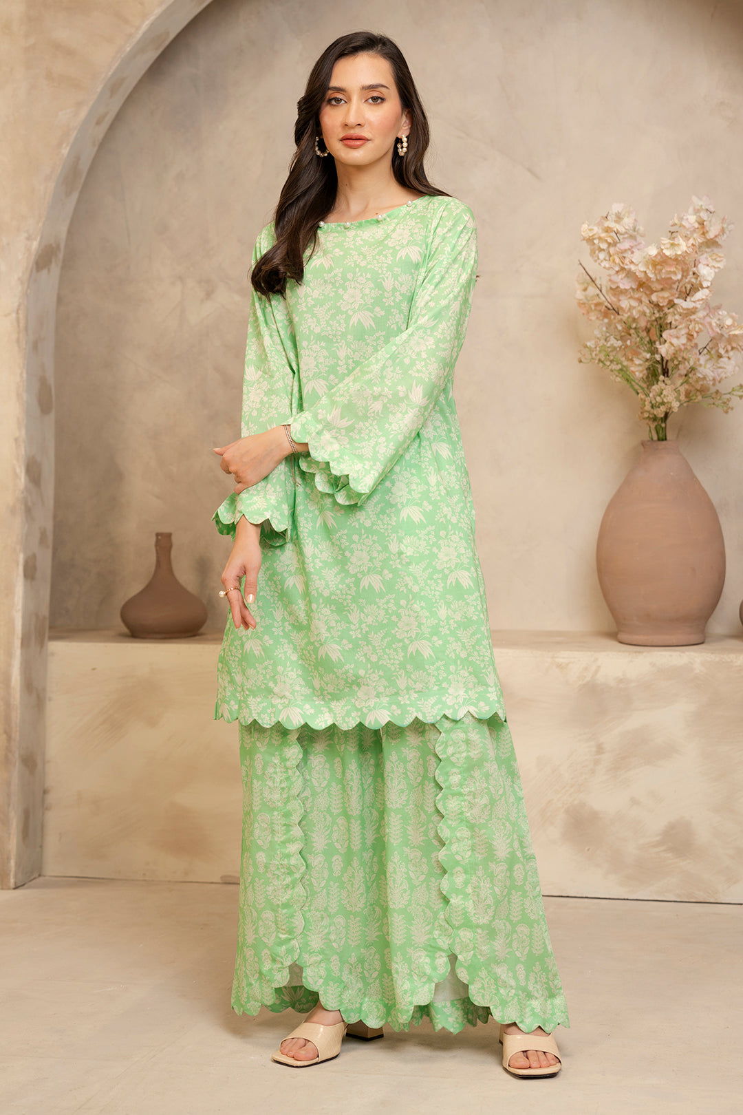 Zellbury Unstitched Printed Lawn 2-Piece Suit - Light Green