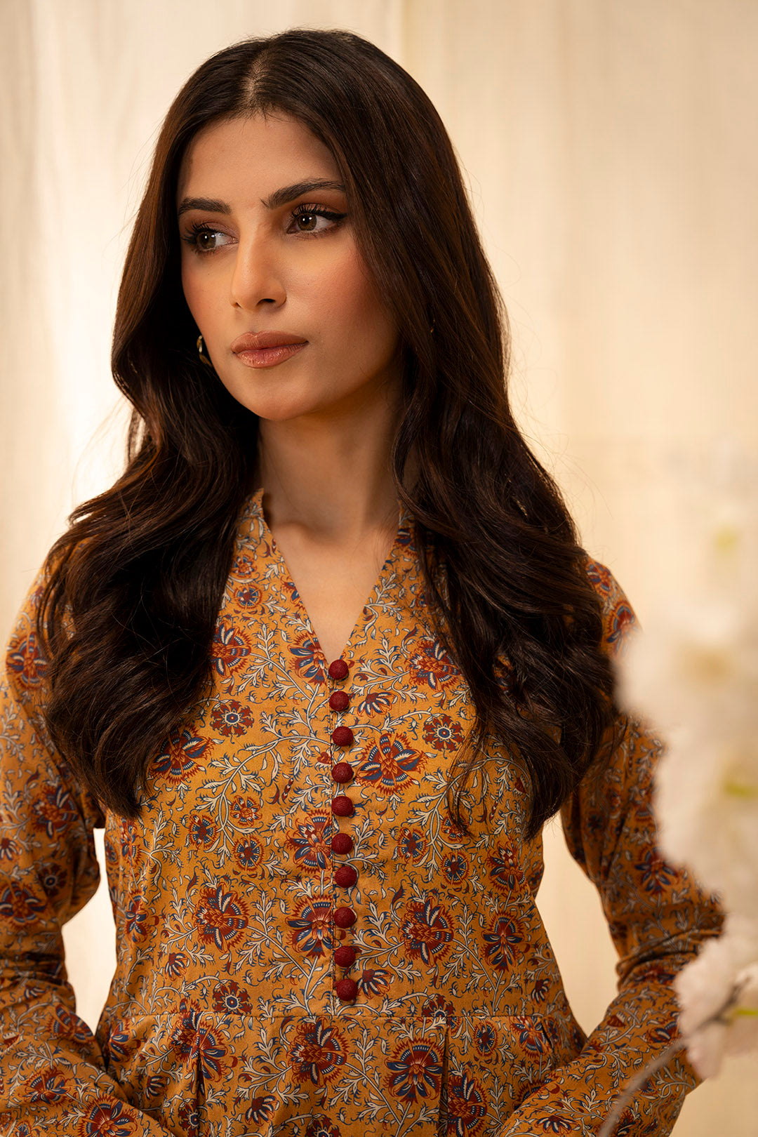 Zellbury Unstitched Printed Lawn 2-Piece Suit - Mustard