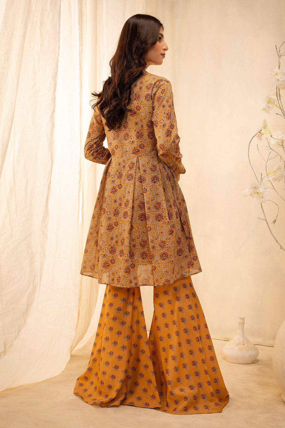 Zellbury Unstitched Printed Lawn 2-Piece Suit - Mustard